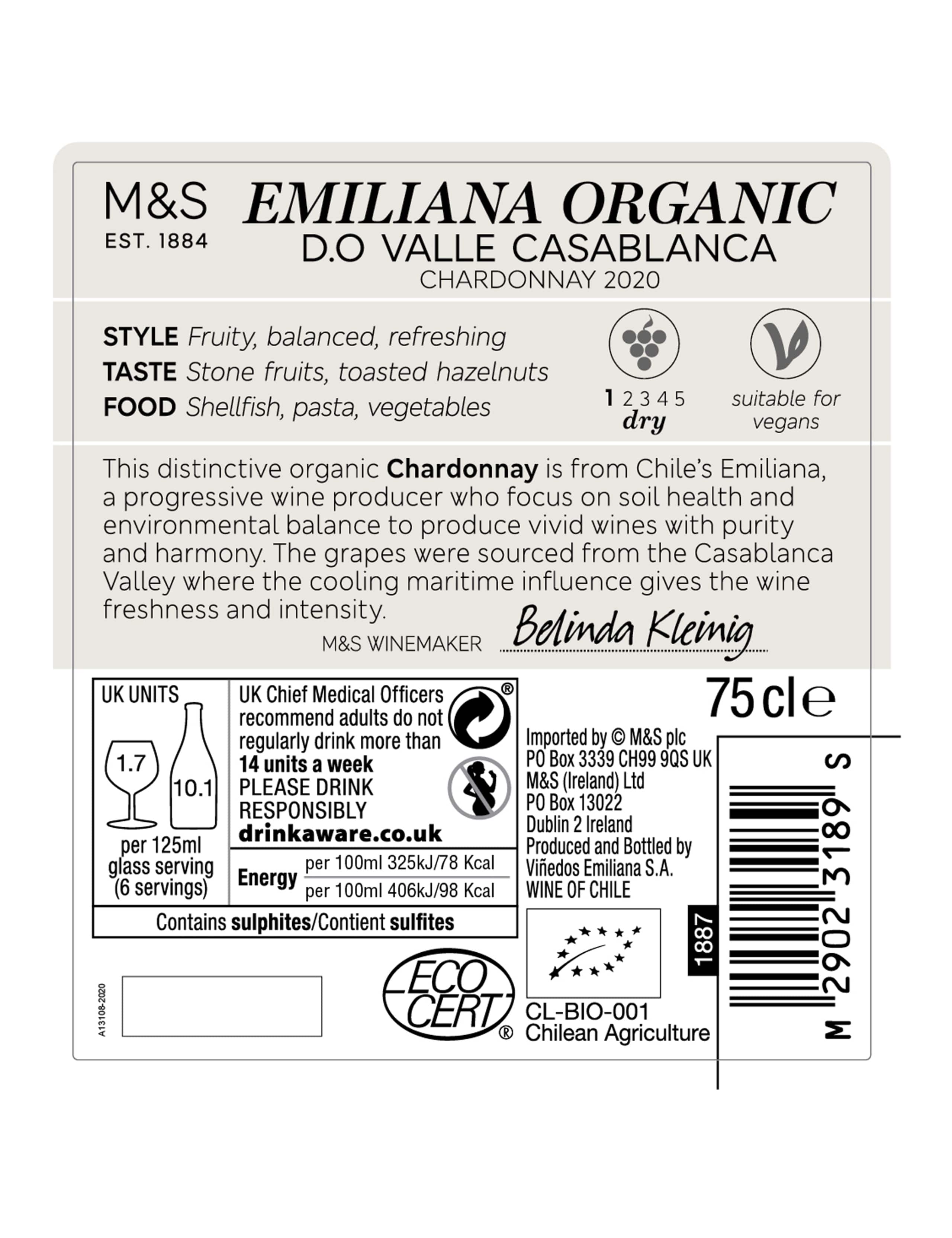 Emiliana Organic Chardonnay - Case of 6 4 of 4