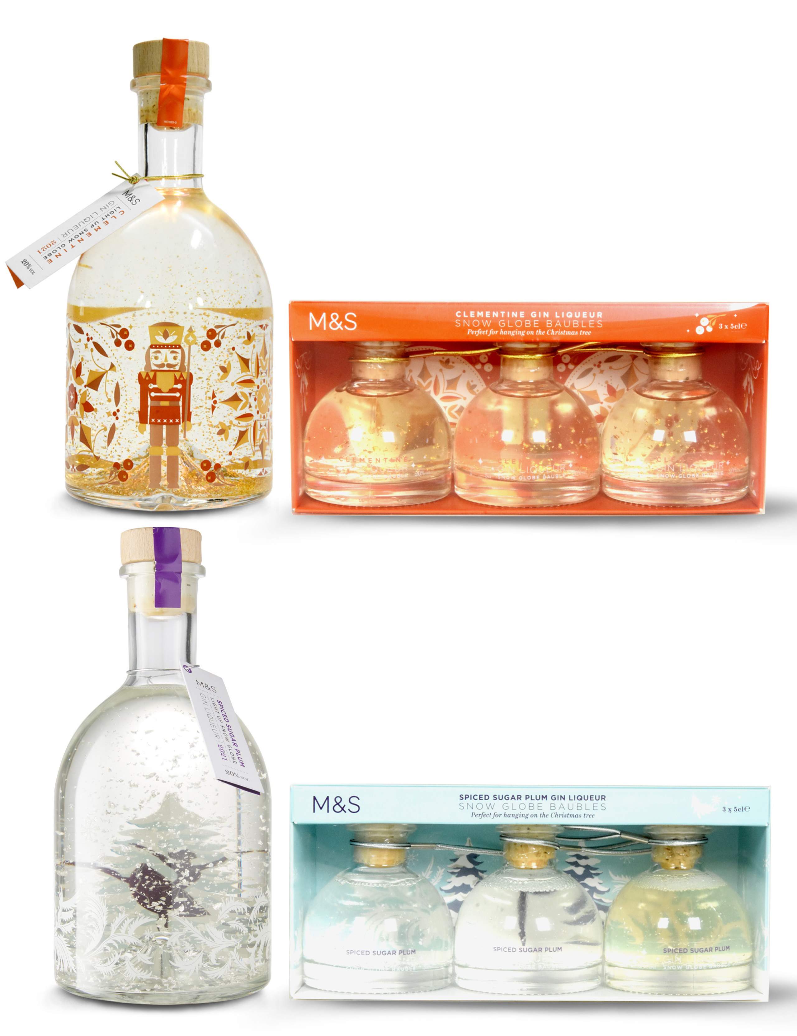 Light up Snow Globe Gin Liqueur & Baubles Mixed Case 1 of 3