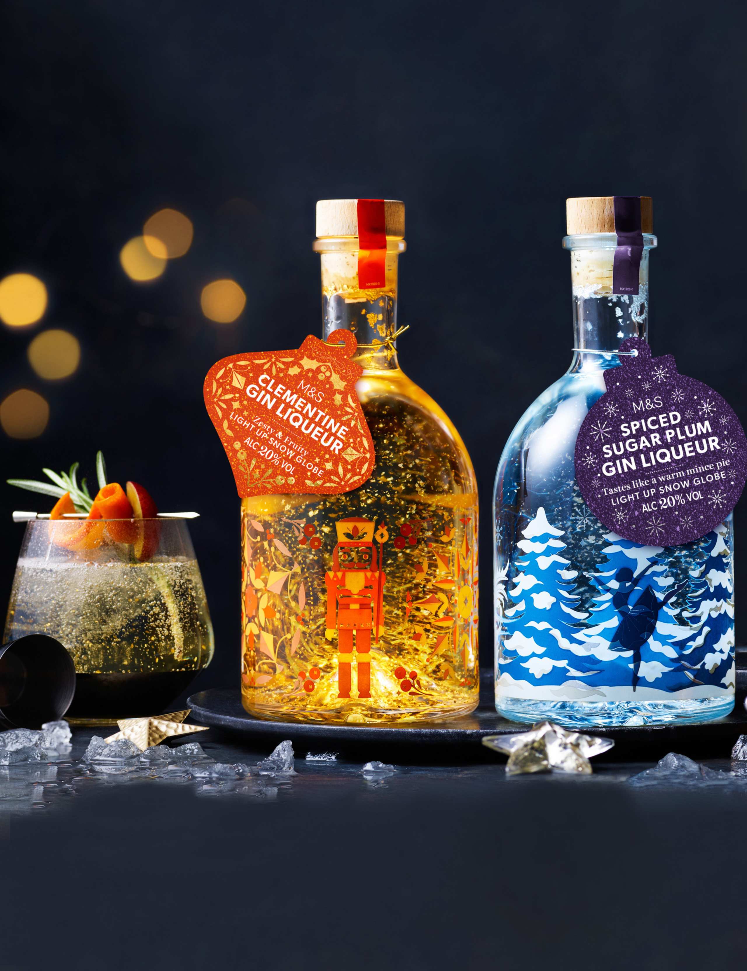 Clementine & Spiced Sugar Plum Light up Snow Globe Gin Liqueur Duo 2 of 5