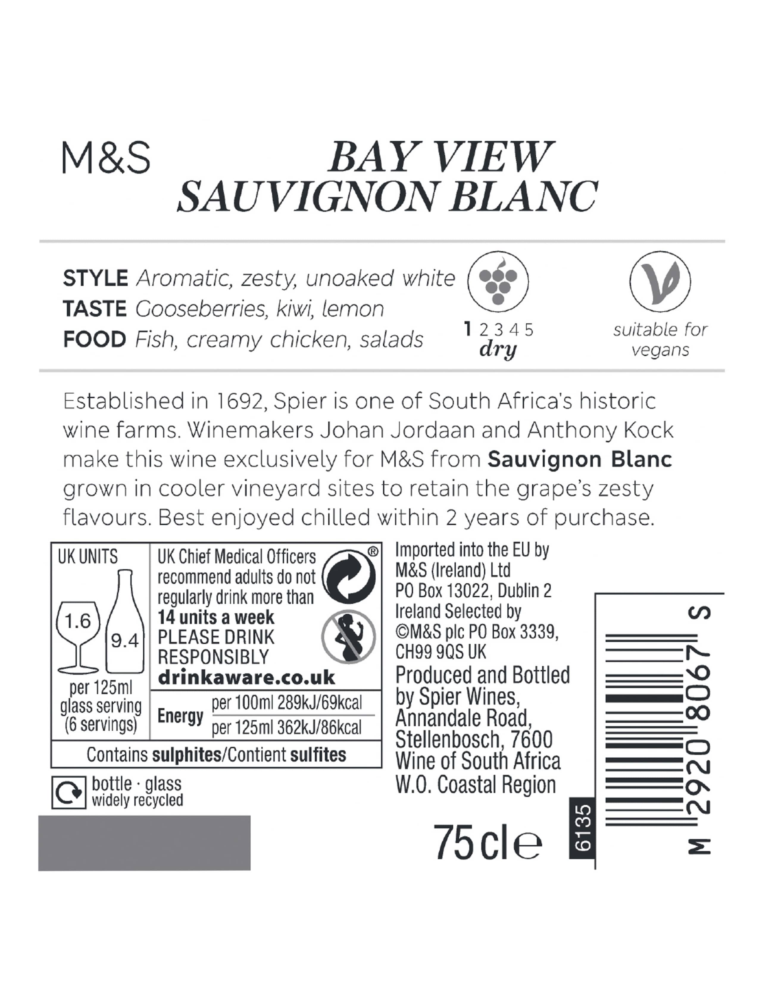 Spier Bay View Sauvignon Blanc - Case of 6 3 of 3