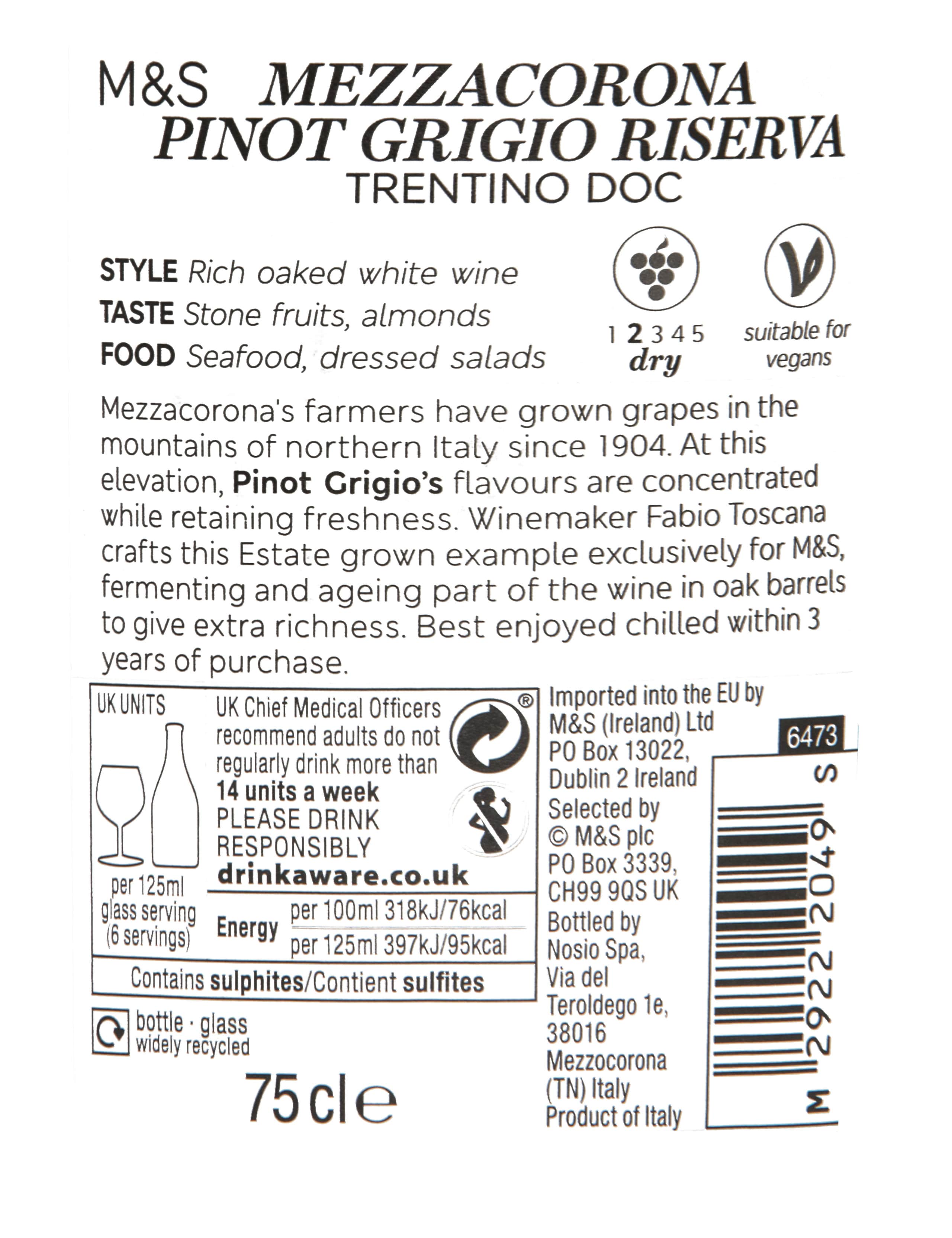 Mezzacorona Pinot Grigio Riserva - Case of 6 4 of 4