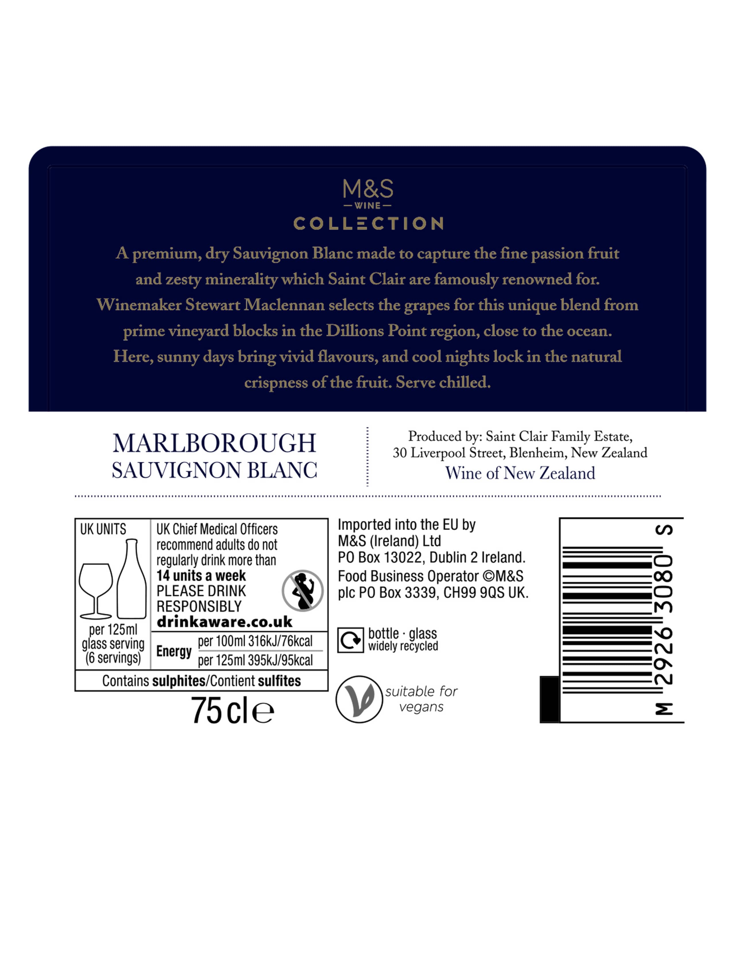 M&S Collection Saint Clair Marlborough Sauvignon Blanc - Case of 6 2 of 2