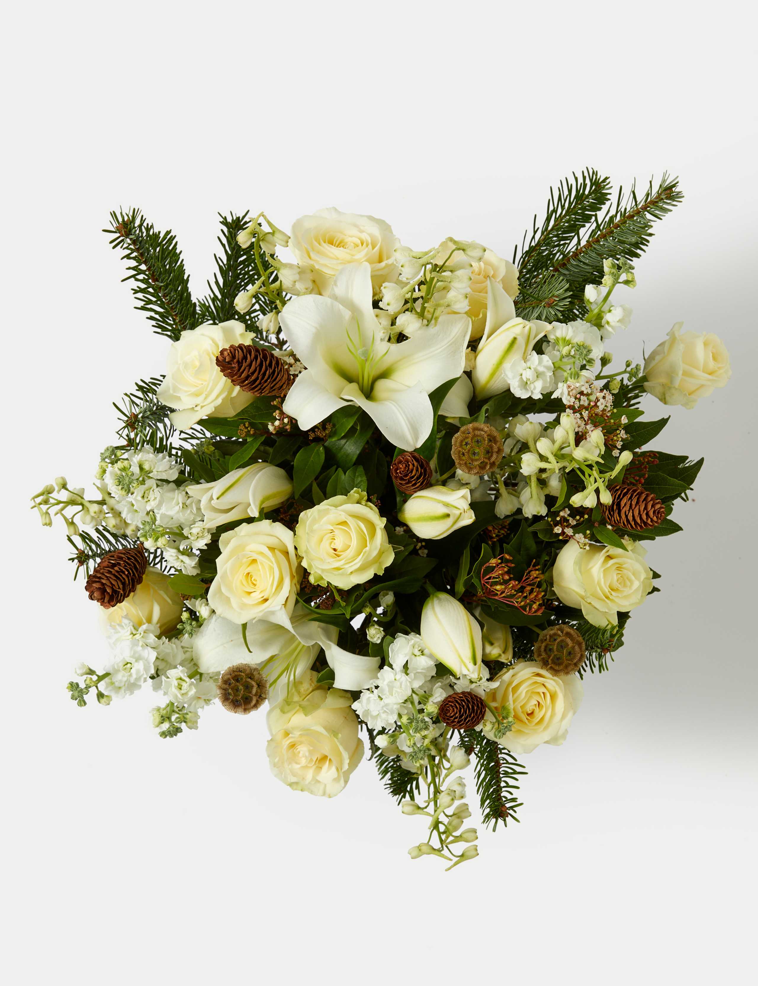Luxury White Rose & Spray Stock Christmas Bouquet 2 of 6