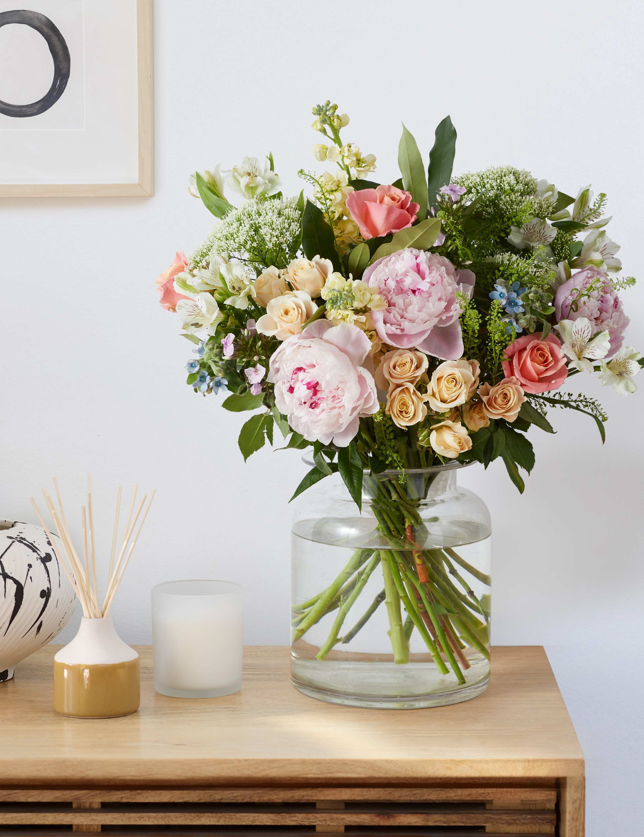 Seasonal Peonies, Roses & Stock Bouquet 1 of 4
