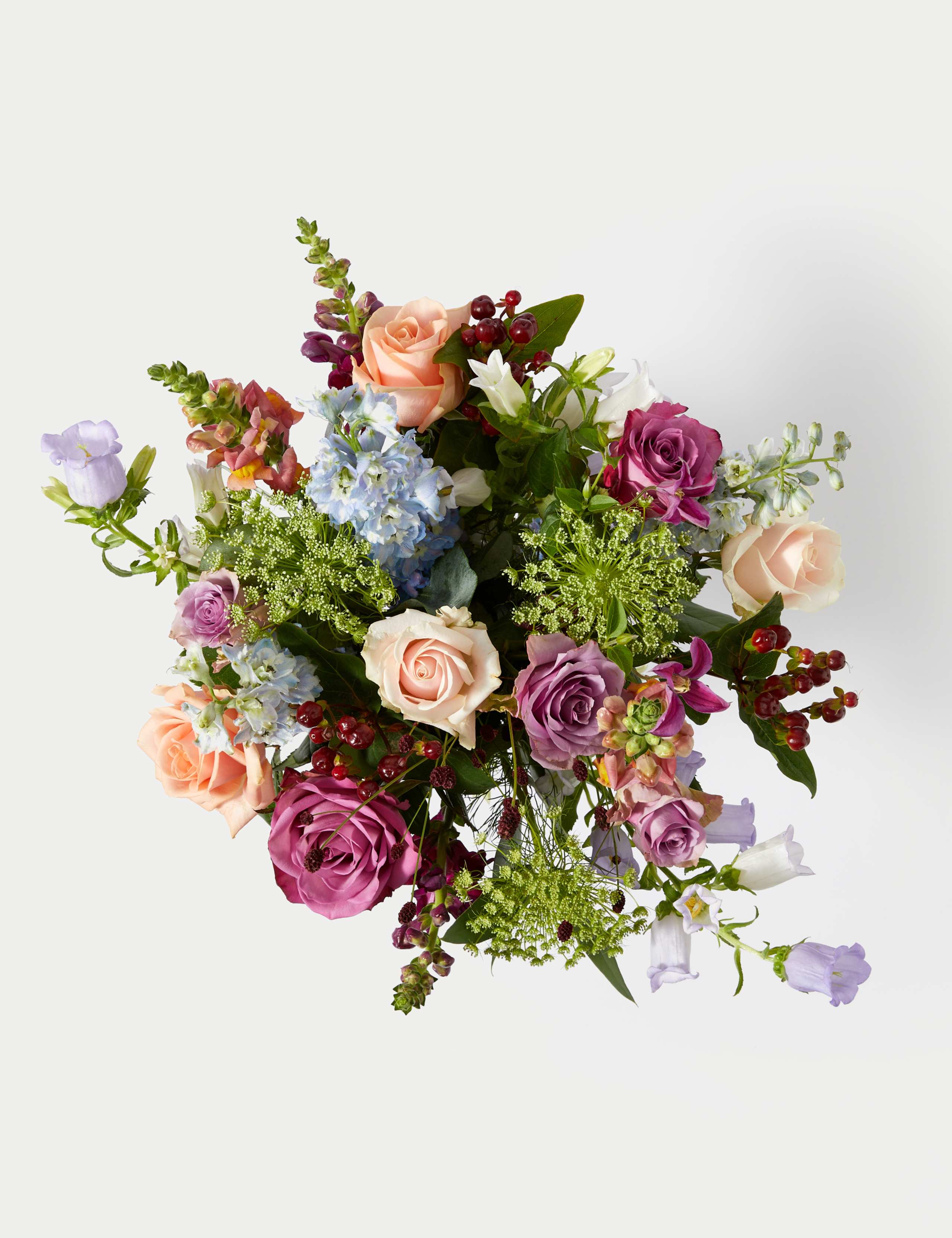 Rose, Delphinum & Hypericum Bouquet 2 of 6