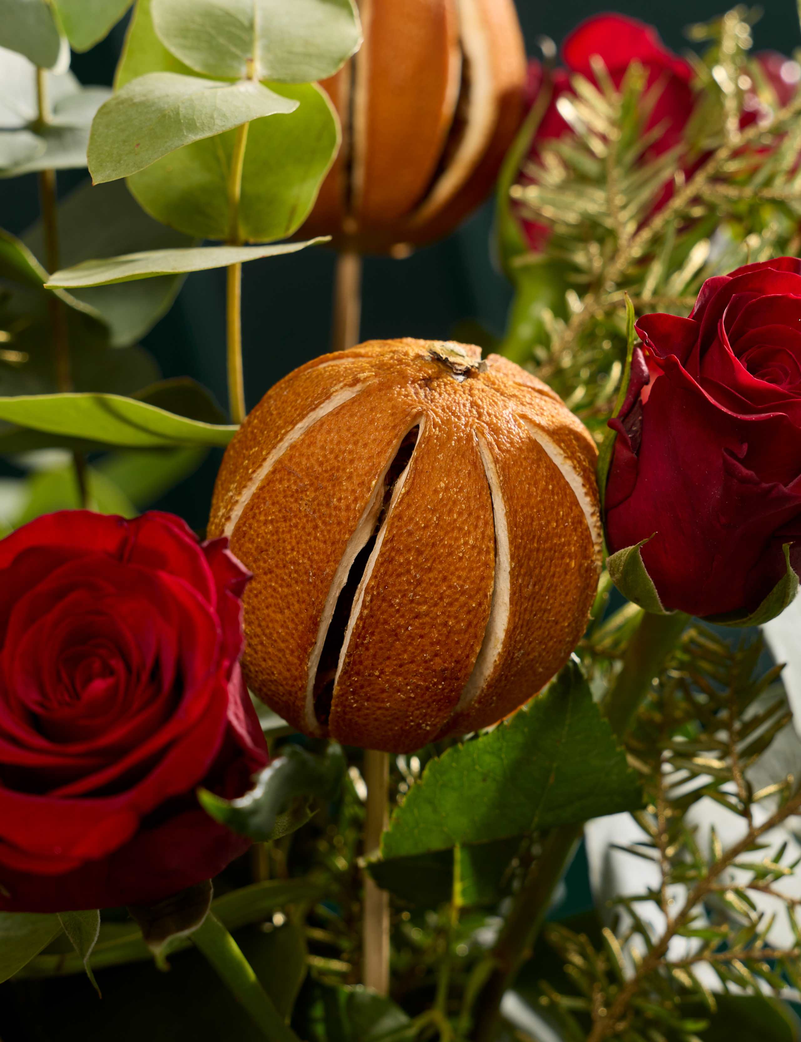 Festive Red Rose Eucalyptus & Hypericum 3 of 7