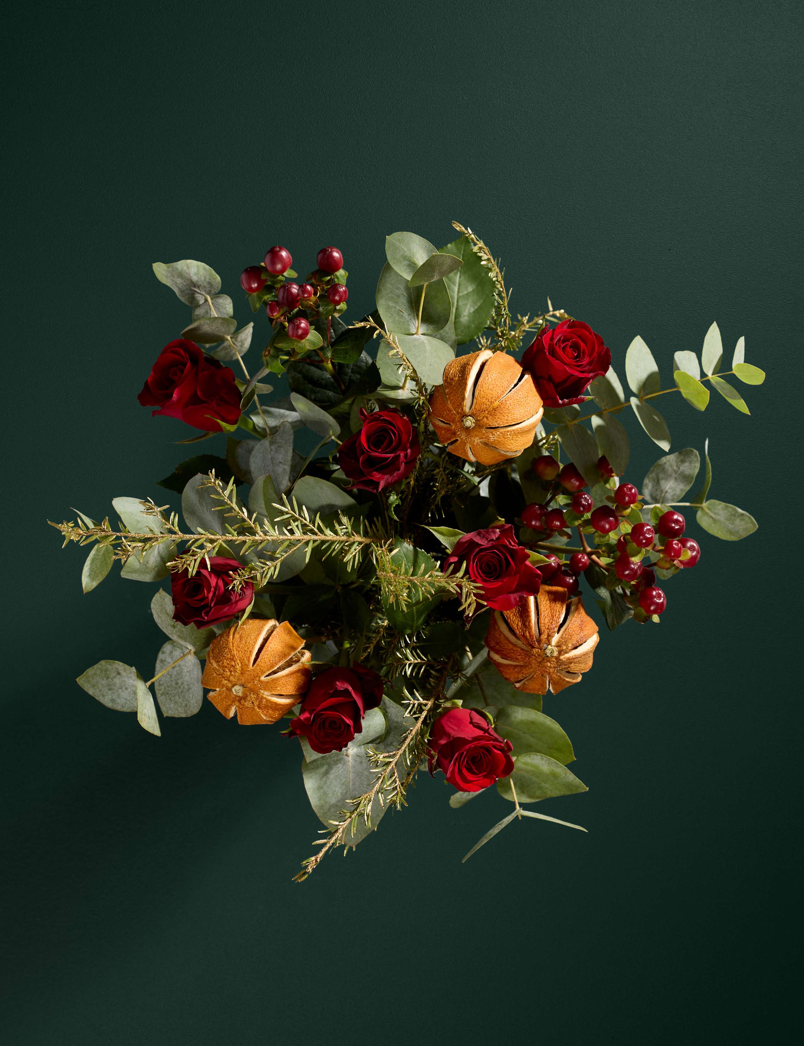 Festive Red Rose Eucalyptus & Hypericum 2 of 7