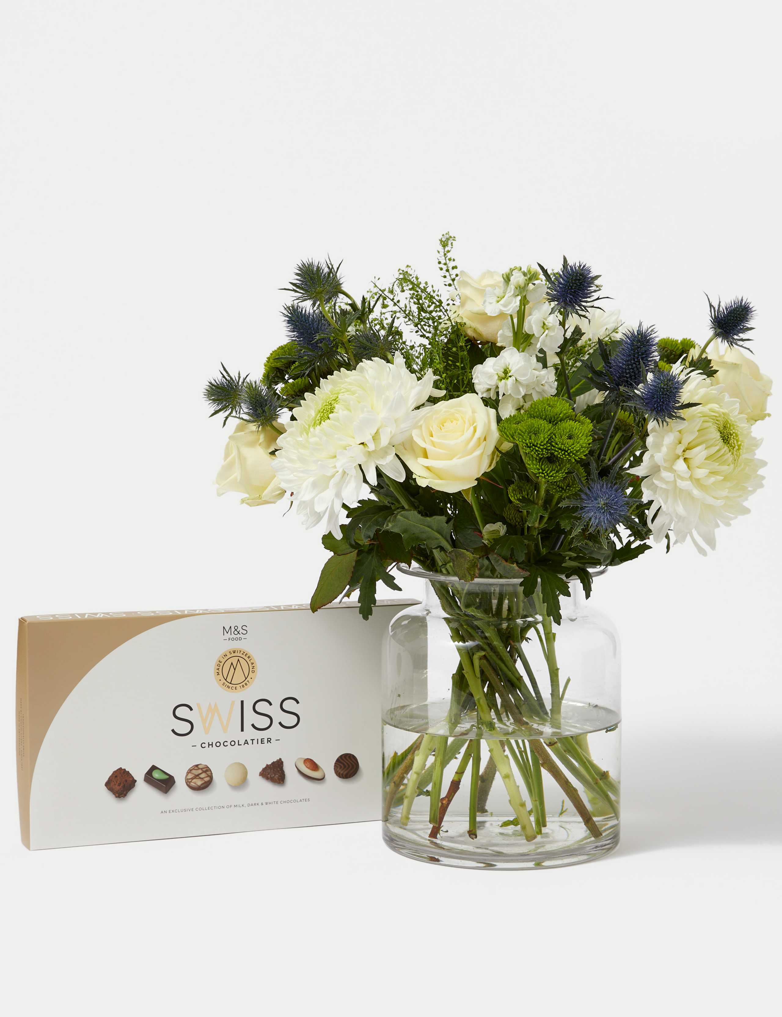 Rose & Seathistle Bouquet with Swiss Chocolates 3 of 5