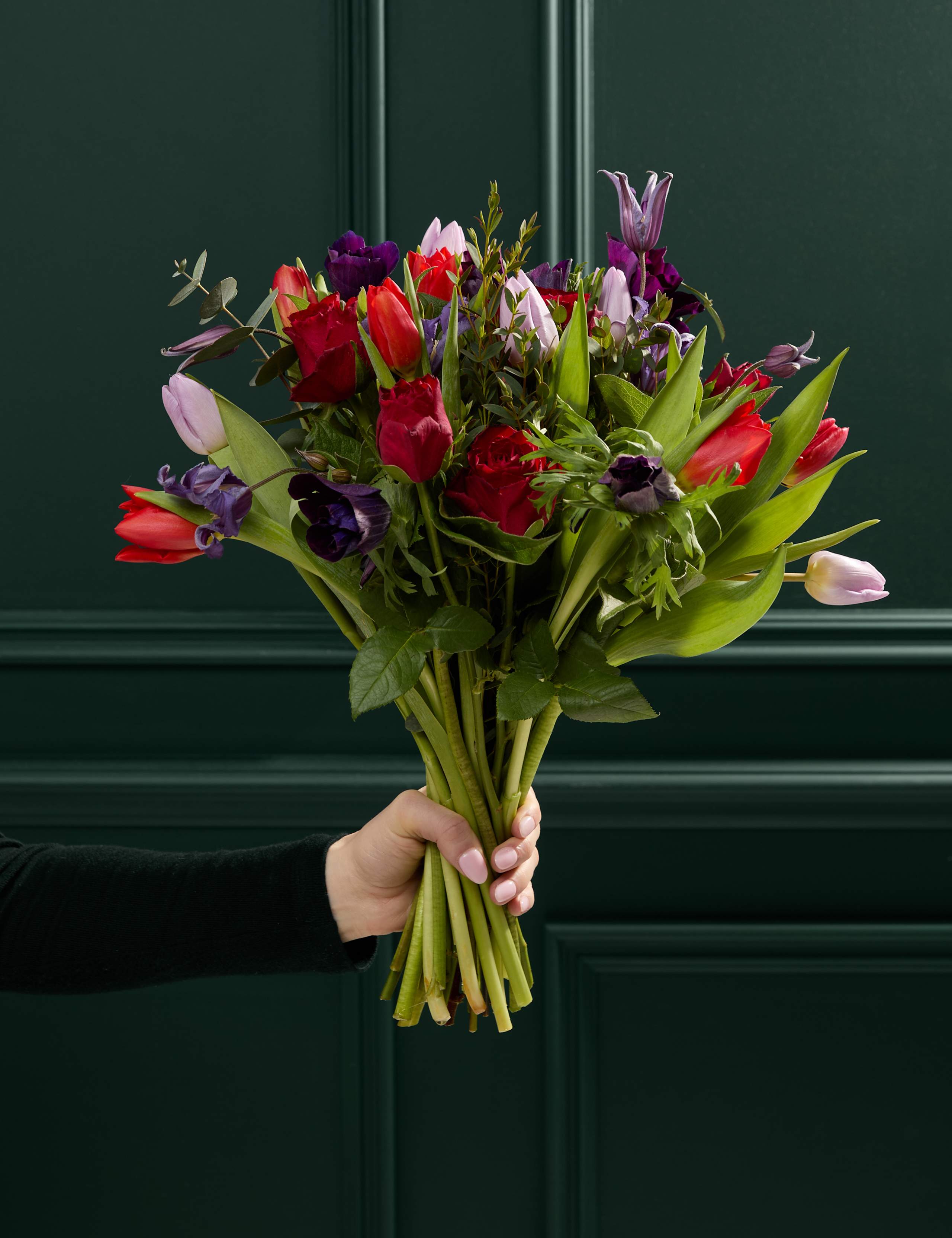 Valentine's Roses, Tulips & Anemones Bouquet in Vase 6 of 8