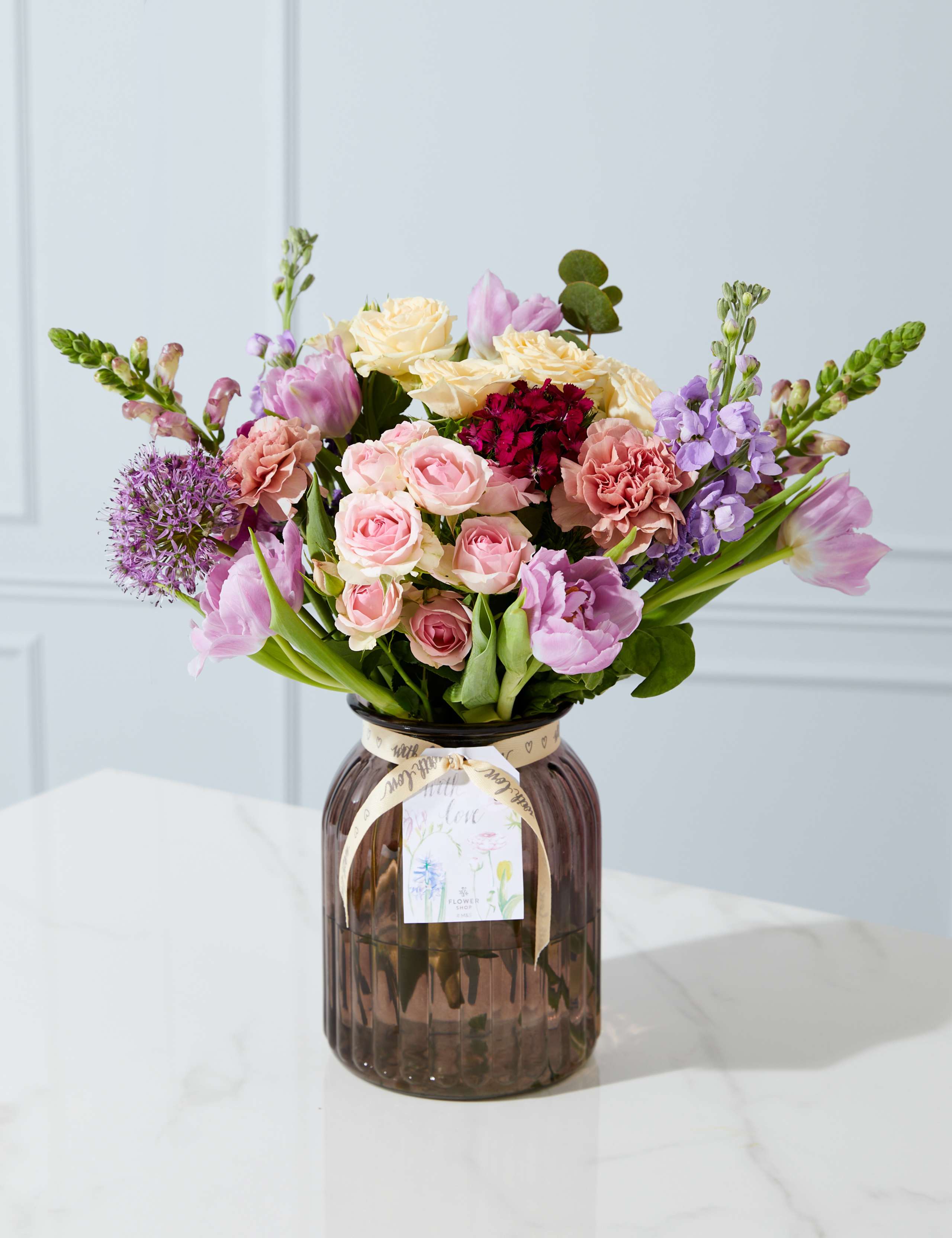 Mother's Day Rose & Stocks Bouquet With Vase 1 of 6