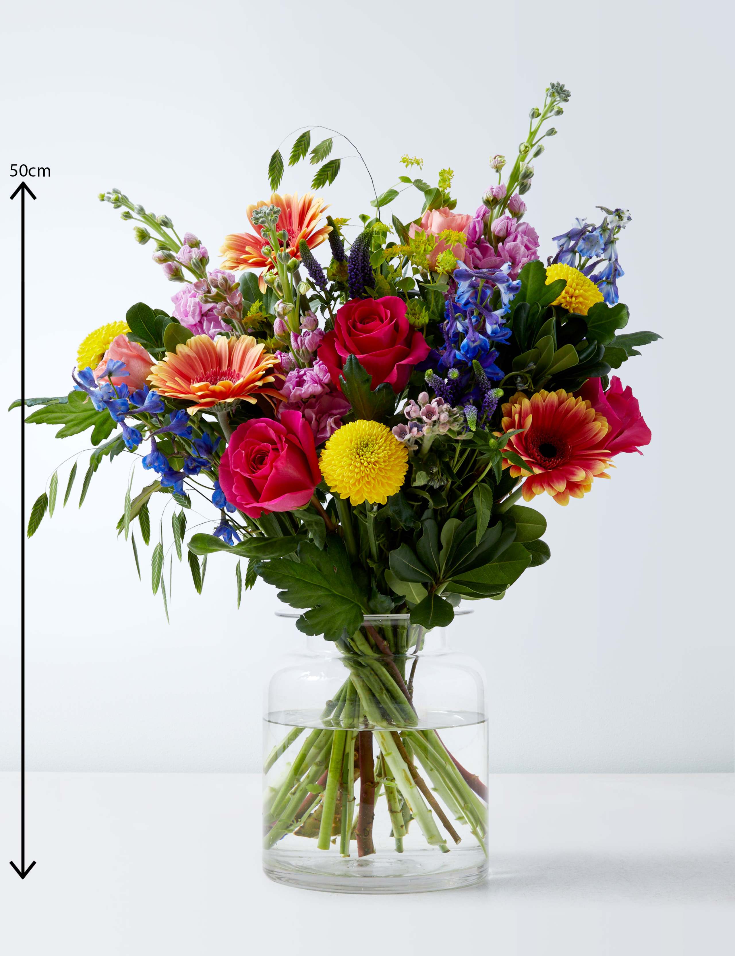 Delphinium, Roses & Gerbera Bright Bouquet 3 of 4