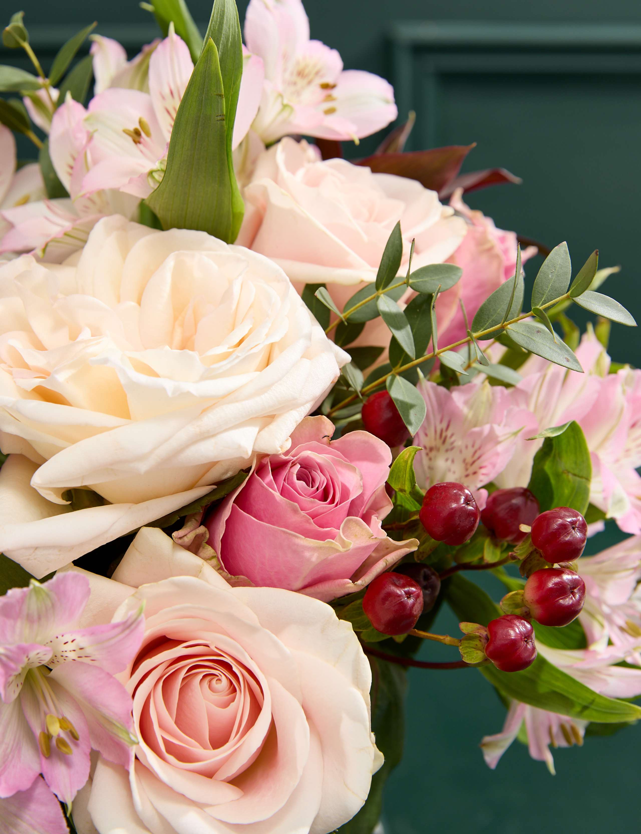 Vintage Rose, Hypericum & Eucalyptus Bouquet 3 of 8