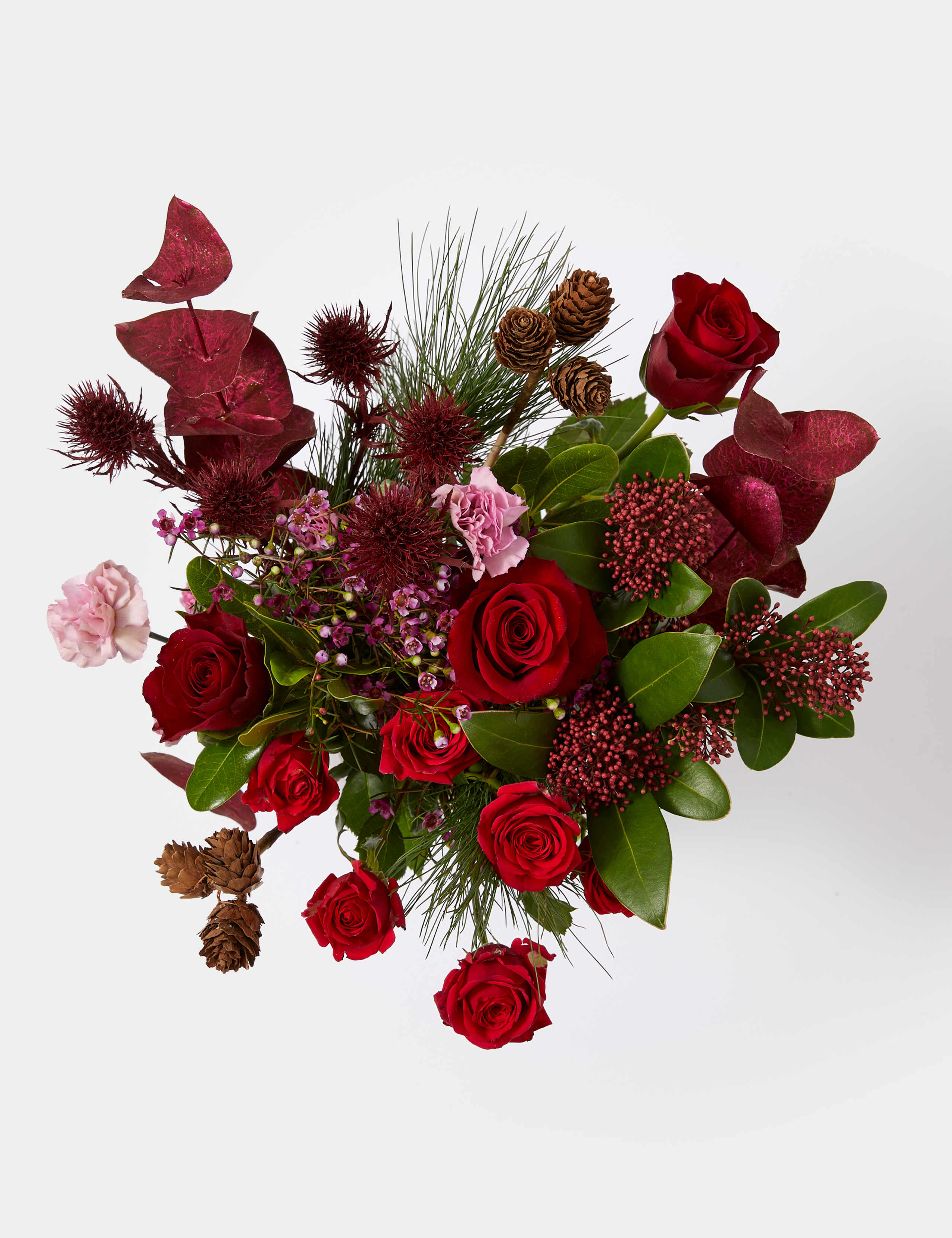 Rose & Eryngium Bouquet with Christmas Cosmo Cocktail 2 of 6