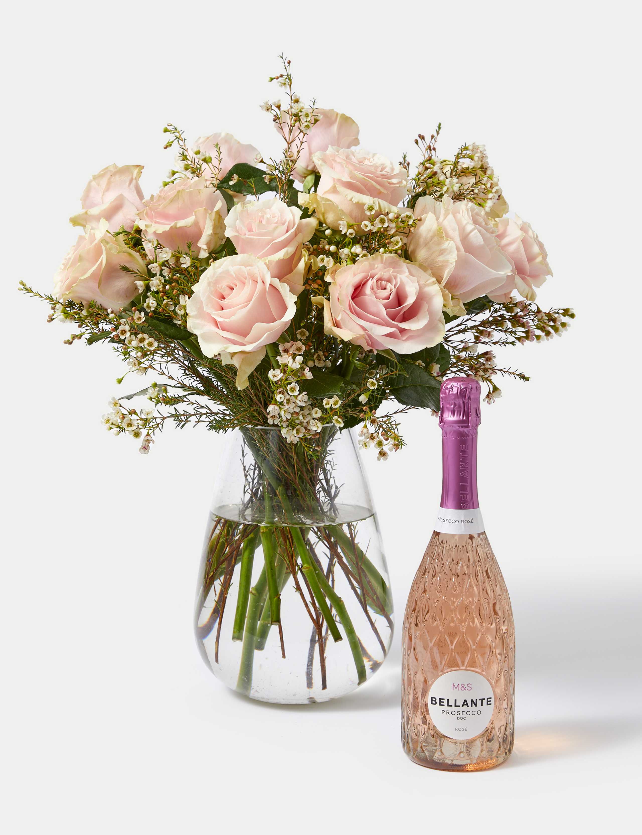 Pastel Pink Rose Bouquet with Prosecco Rosé 3 of 6