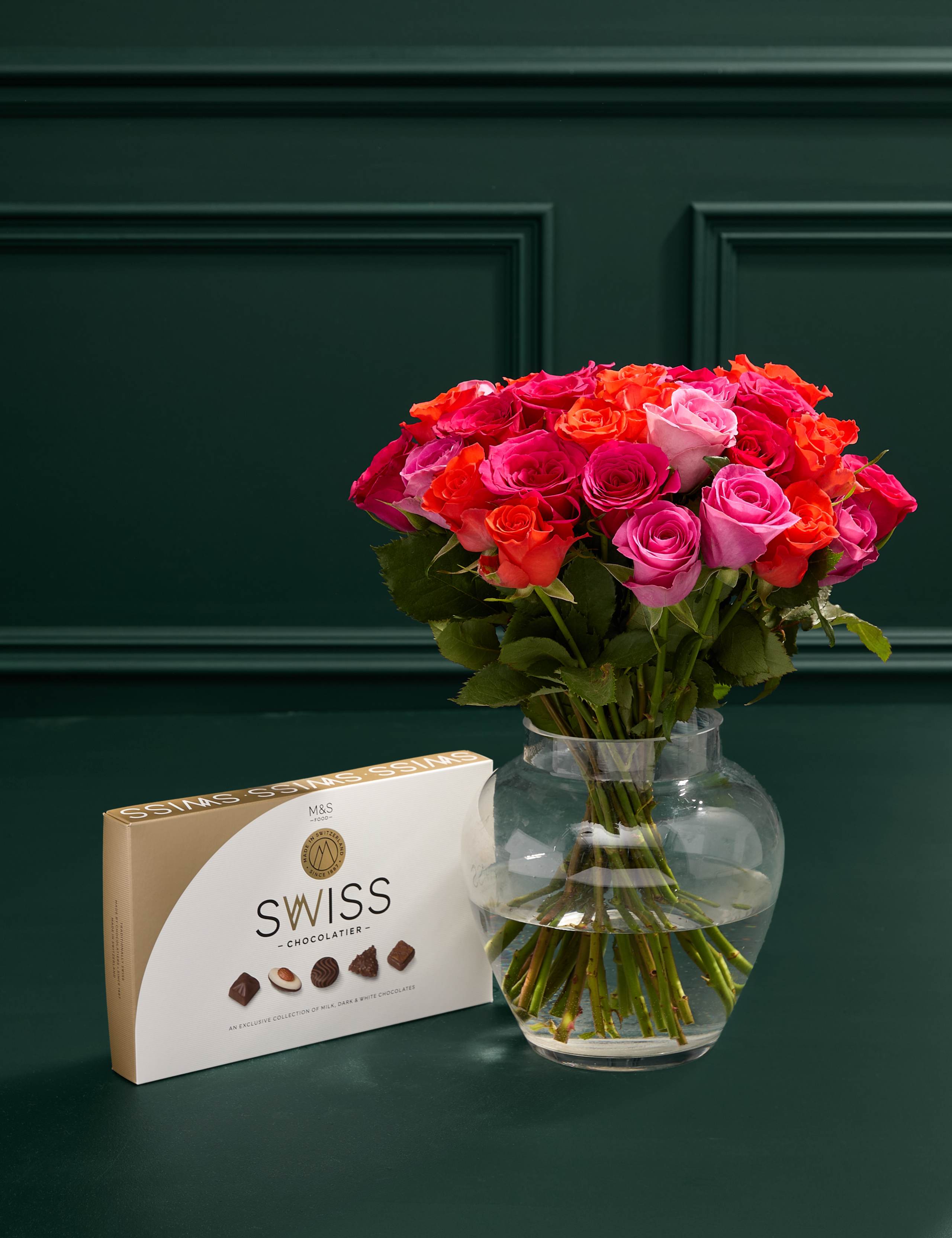 Radiant Rose Abundance Bouquet with Swiss Chocolates 1 of 7