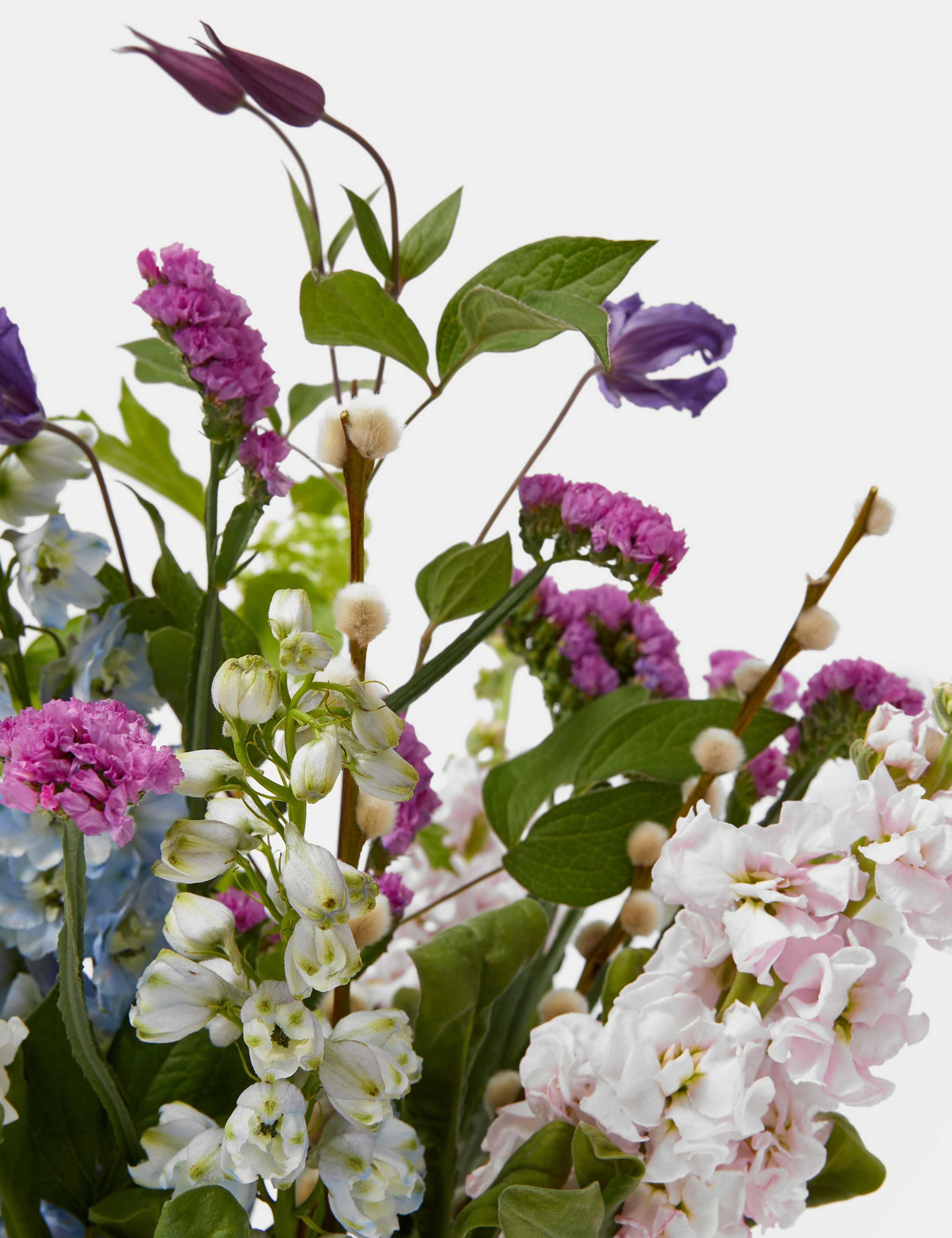 Stock, Delphinium & Clematis Bouquet with Vase (Available until 02/03/24) 4 of 6