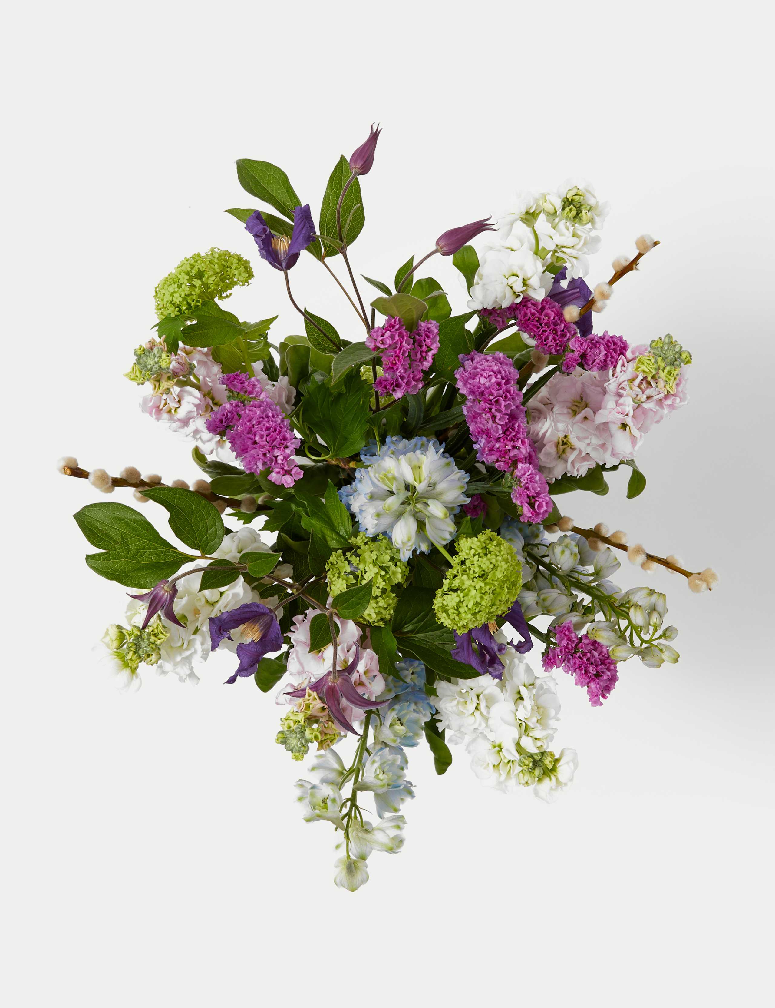 Stock, Delphinium & Clematis Bouquet with Vase (Available until 02/03/24) 2 of 6