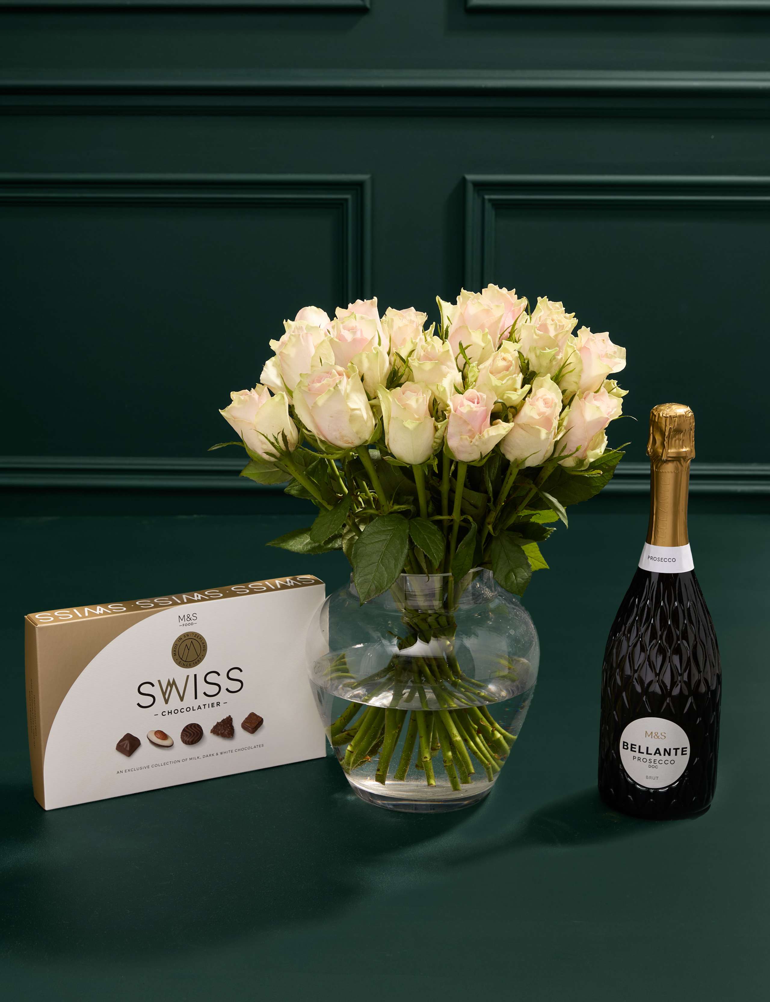 Blush Rose Abundance Bouquet with Swiss Chocolates & Prosecco 1 of 7