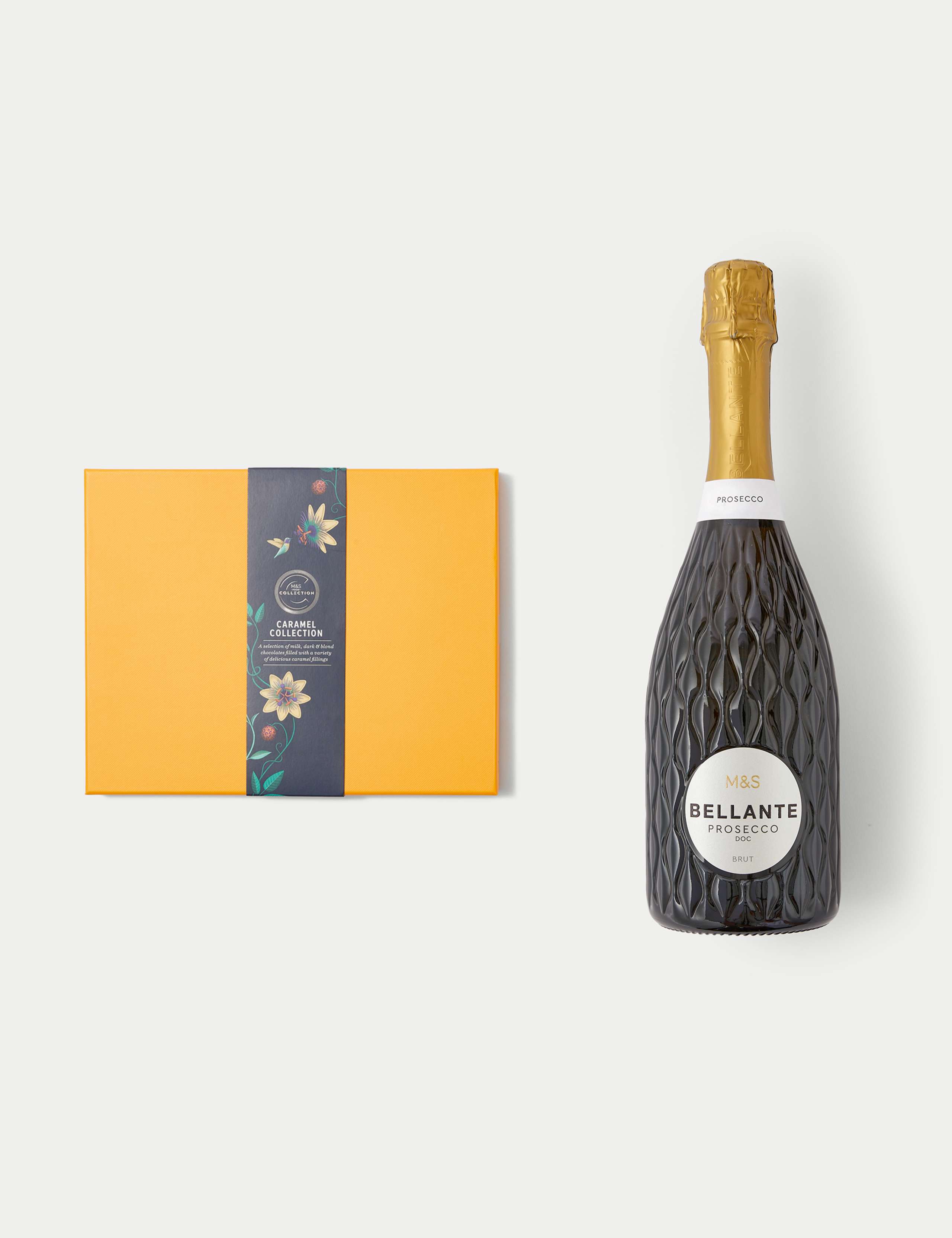 Roses, Lisianthus & Stock Bright Bouquet With Caramel Collection & Prosecco 5 of 7