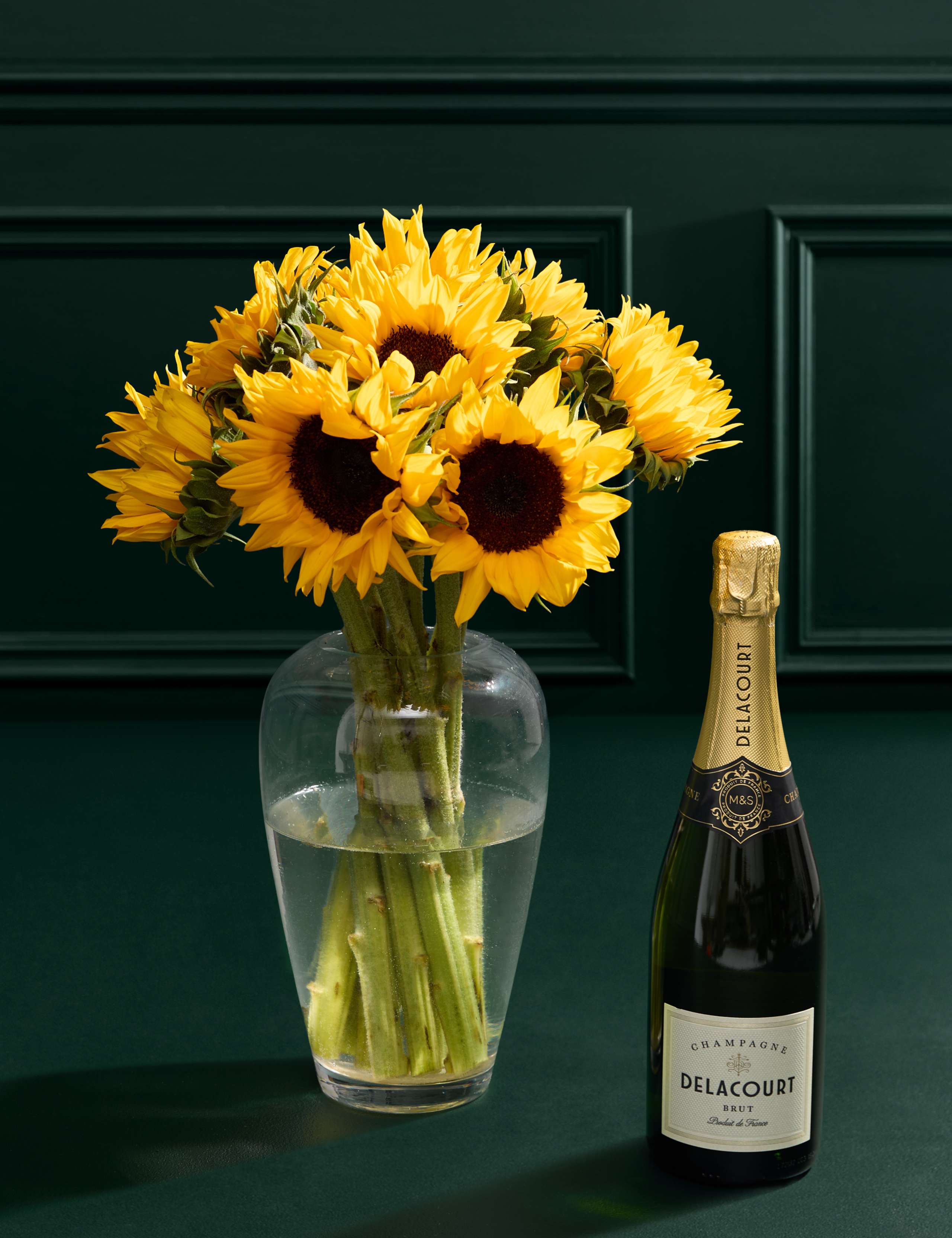 British Sunflowers Bouquet with Champagne 1 of 7