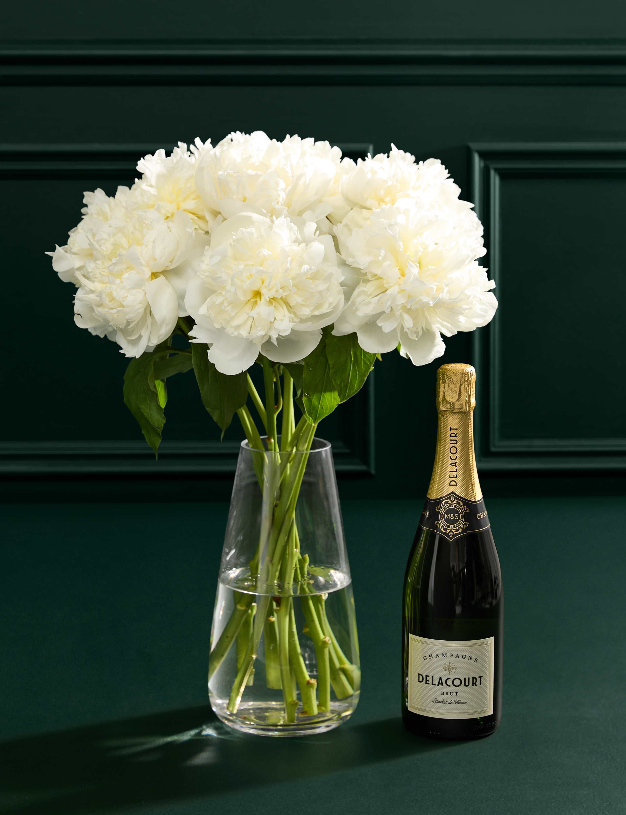 White Peony Bouquet with Champagne 1 of 7