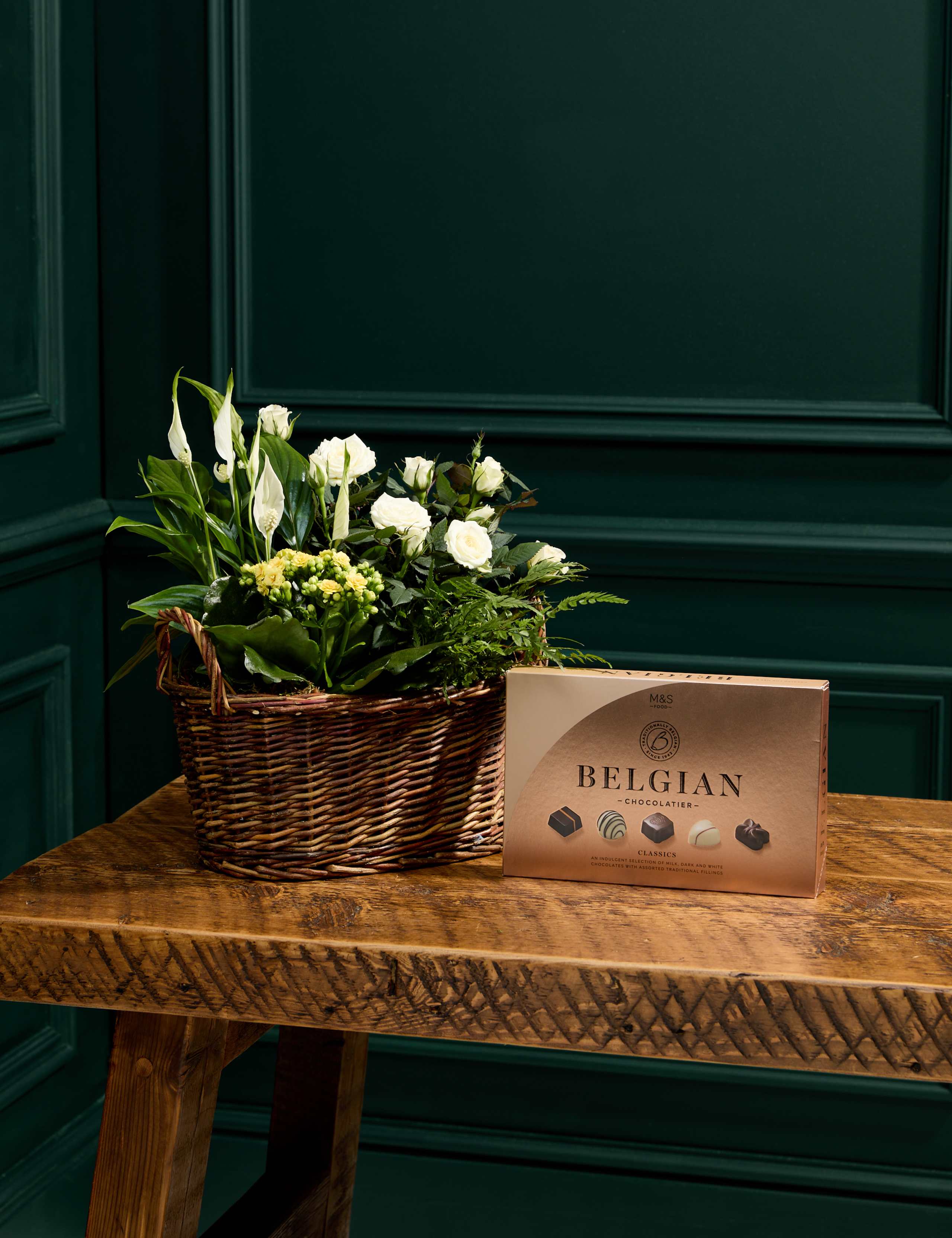 Flowering Basket with Belgian Chocolates 1 of 3