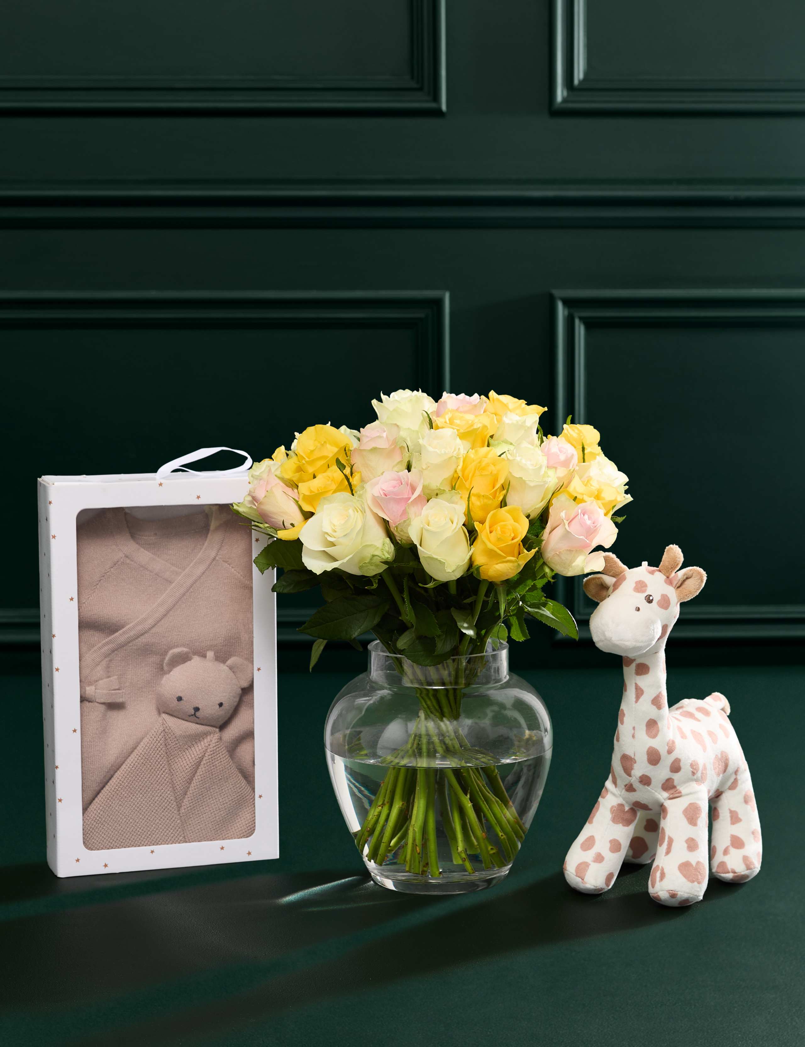 New Baby Yellow Rose Bouquet with Baby Set (0-3 months) 1 of 7