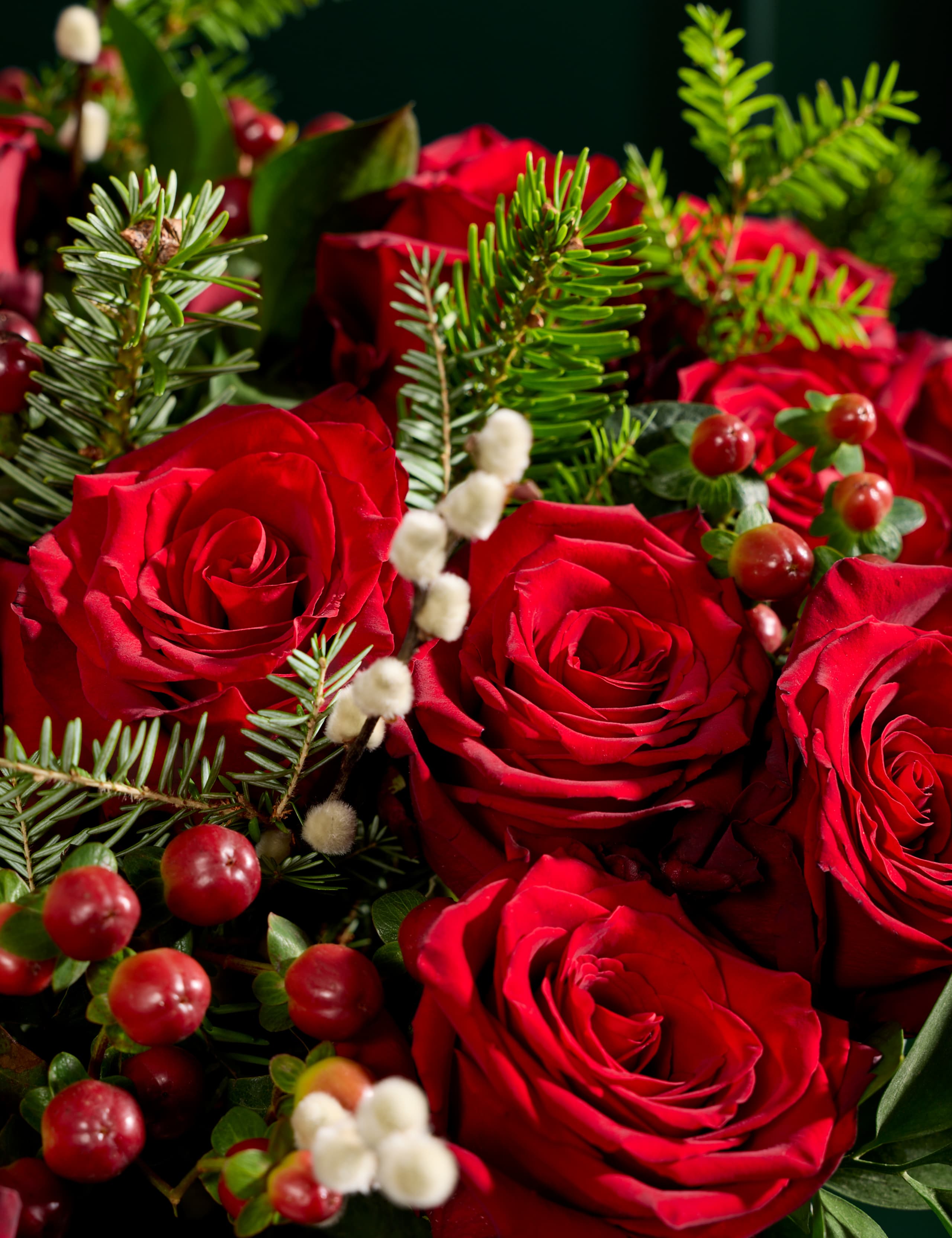 Festive Red Rose Bouquet with Vintage Champagne, Pistachio Gnomes & Candle 4 of 9