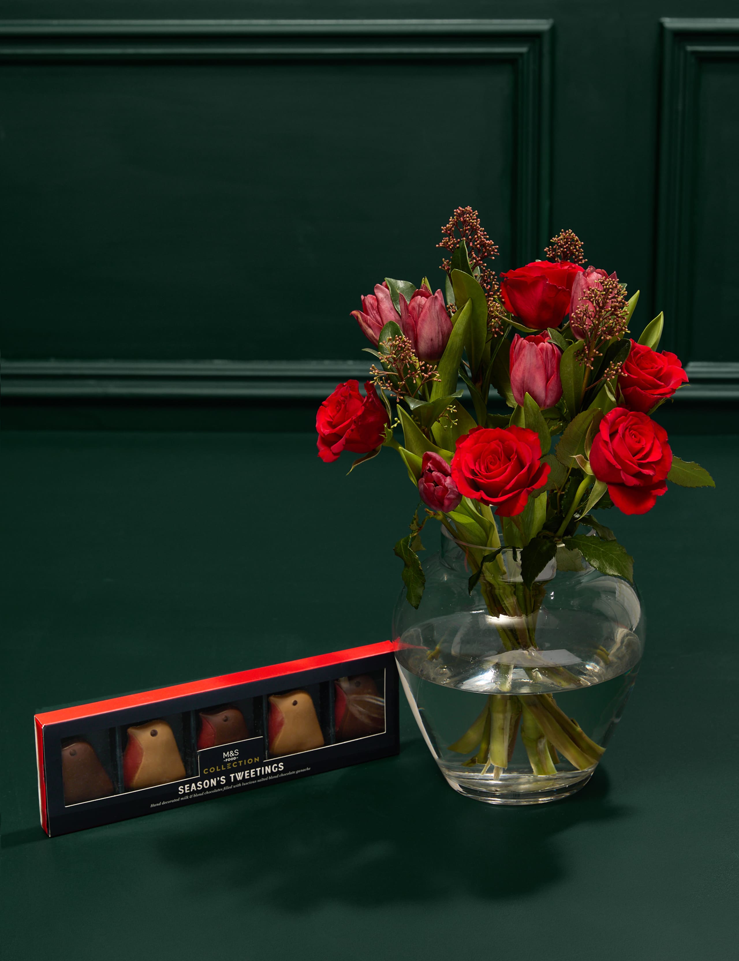 Red Rose & Tulip Bouquet with Collection Seasons Tweetings 1 of 5