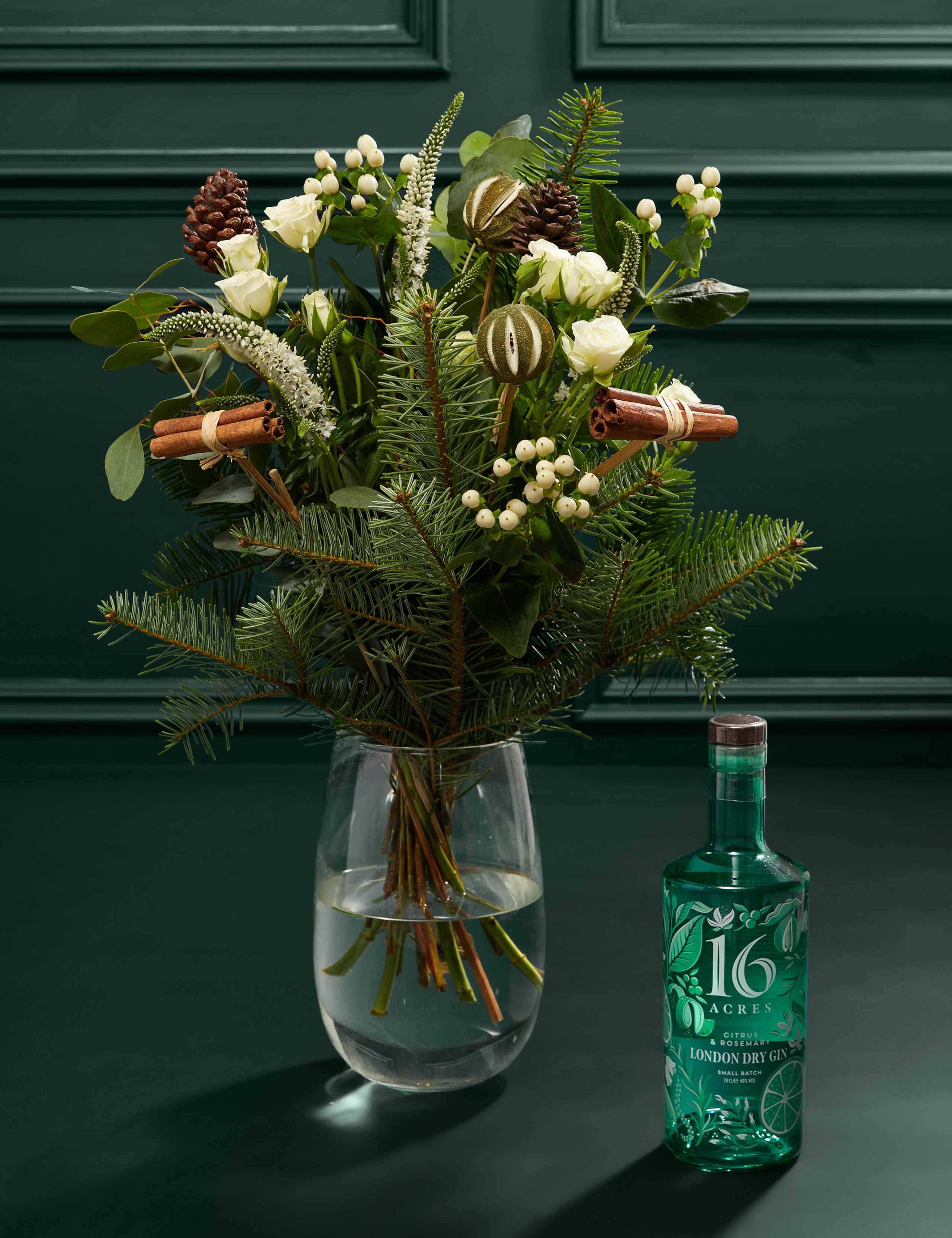 Festive White Bouquet with 16 Acres Gin 1 of 5