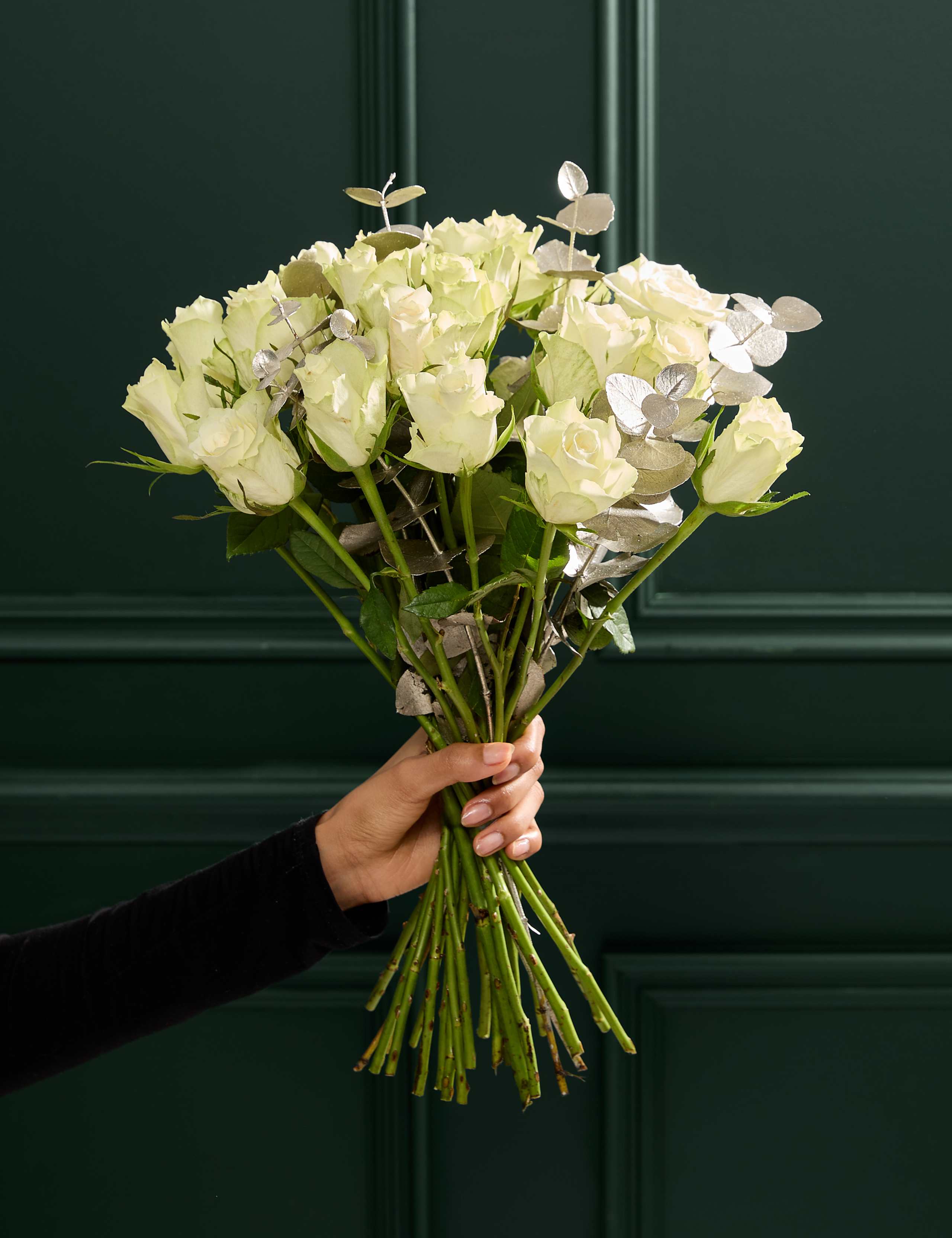 Festive White Rose & Eucalyptus Bouquet 1 of 8