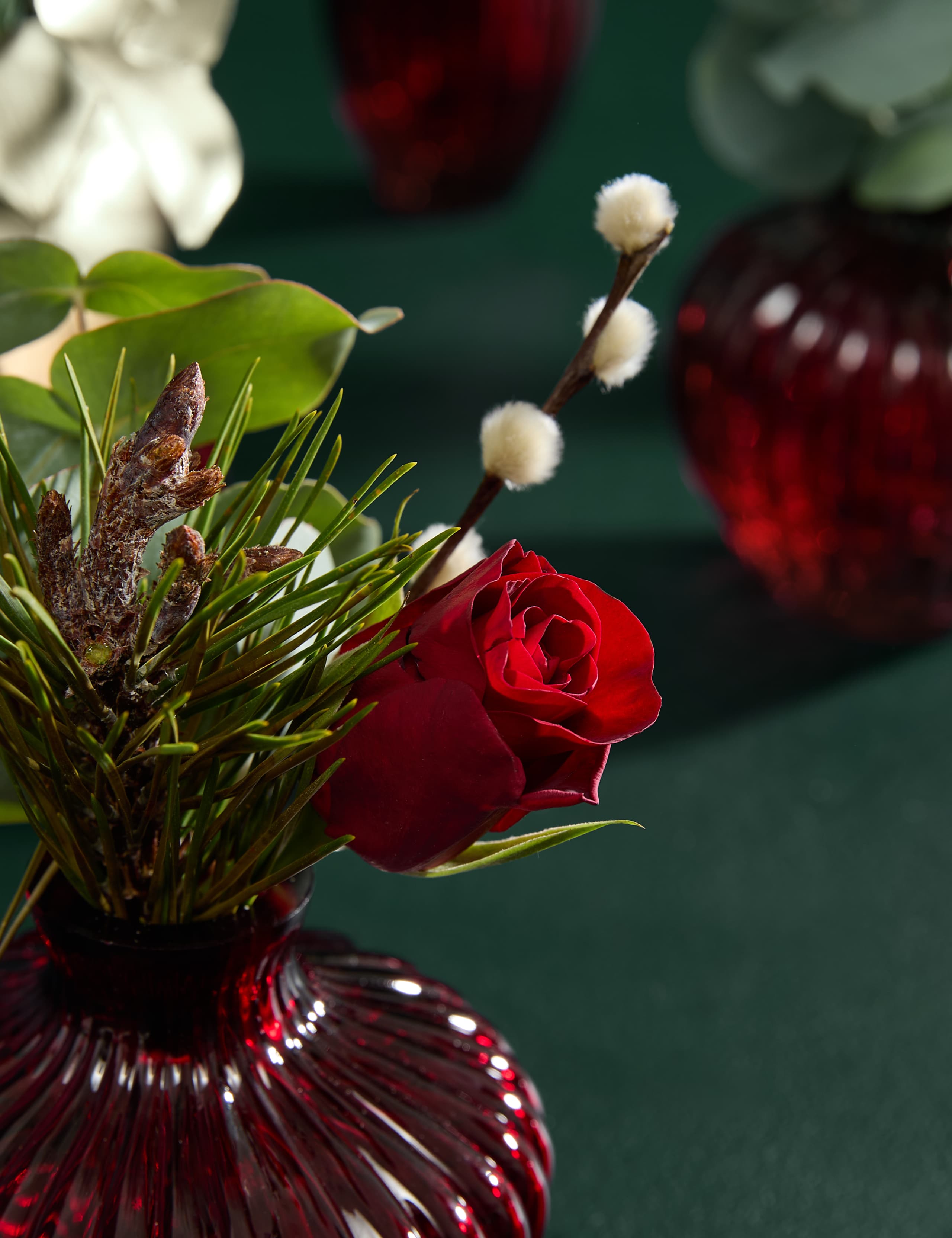 Festive Red Floral Center Piece 3 of 8
