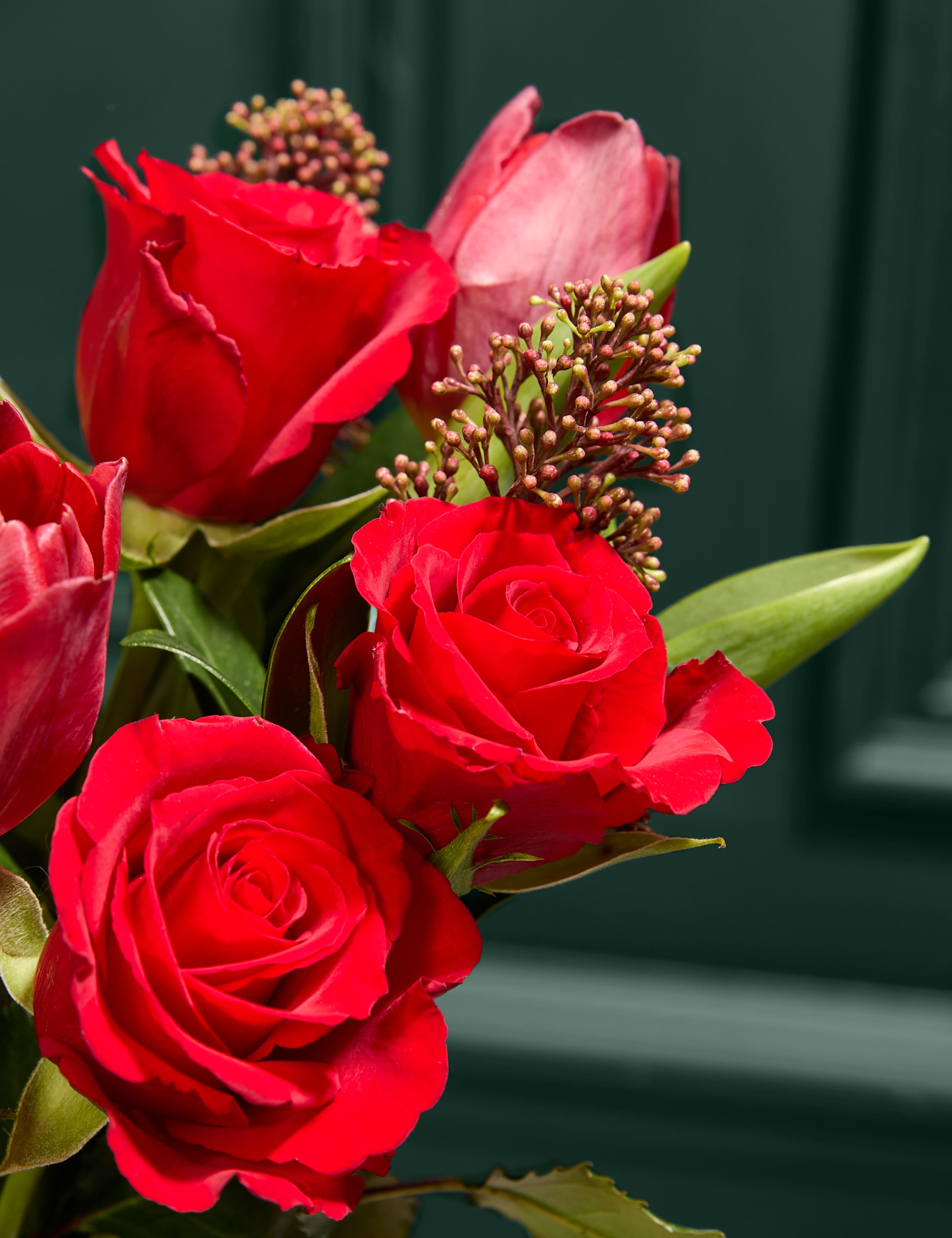 Red Rose & Tulip Bouquet with M&S Petite Patisseries 3 of 5