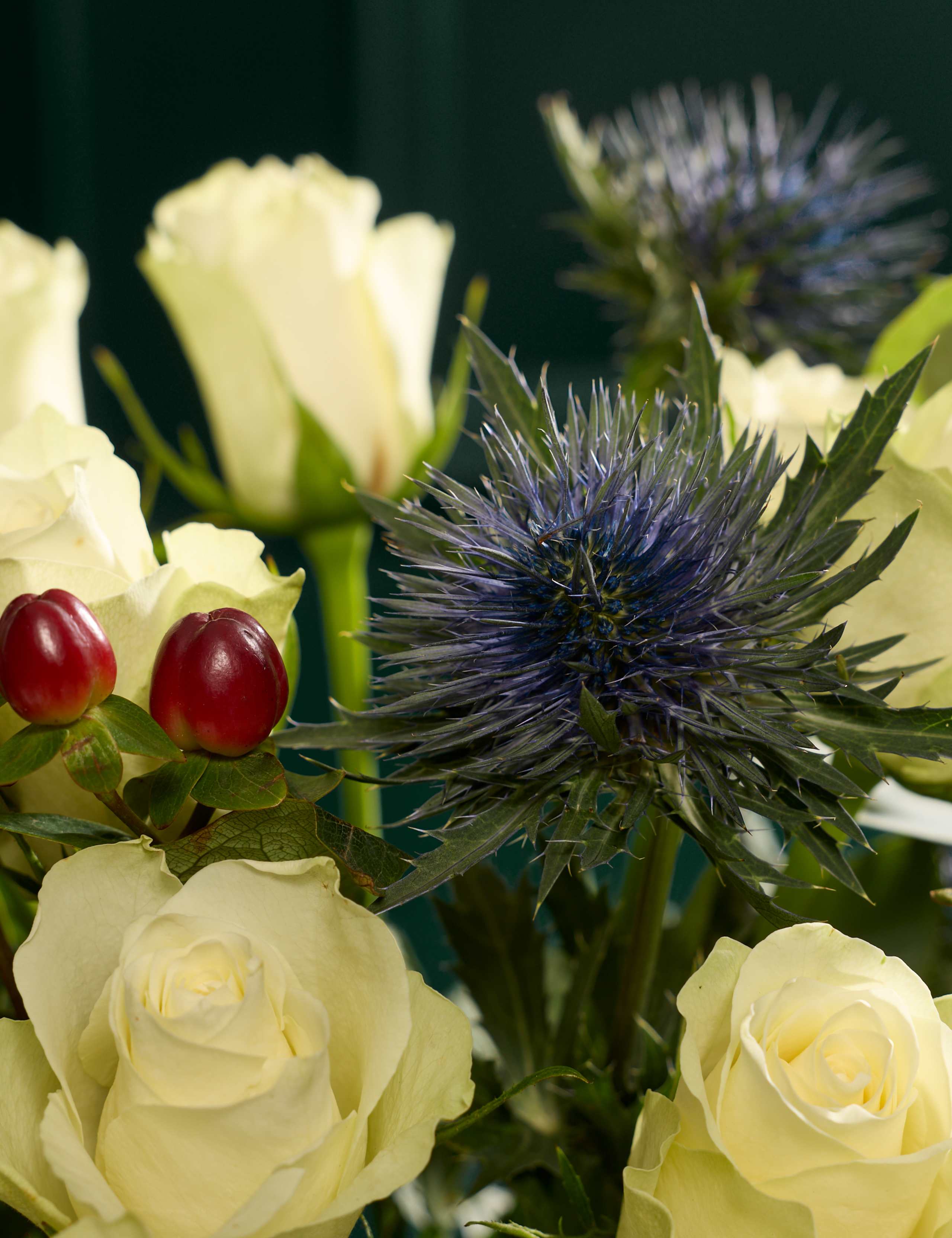 Festive White Rose & Hypericum Bouquet 3 of 7
