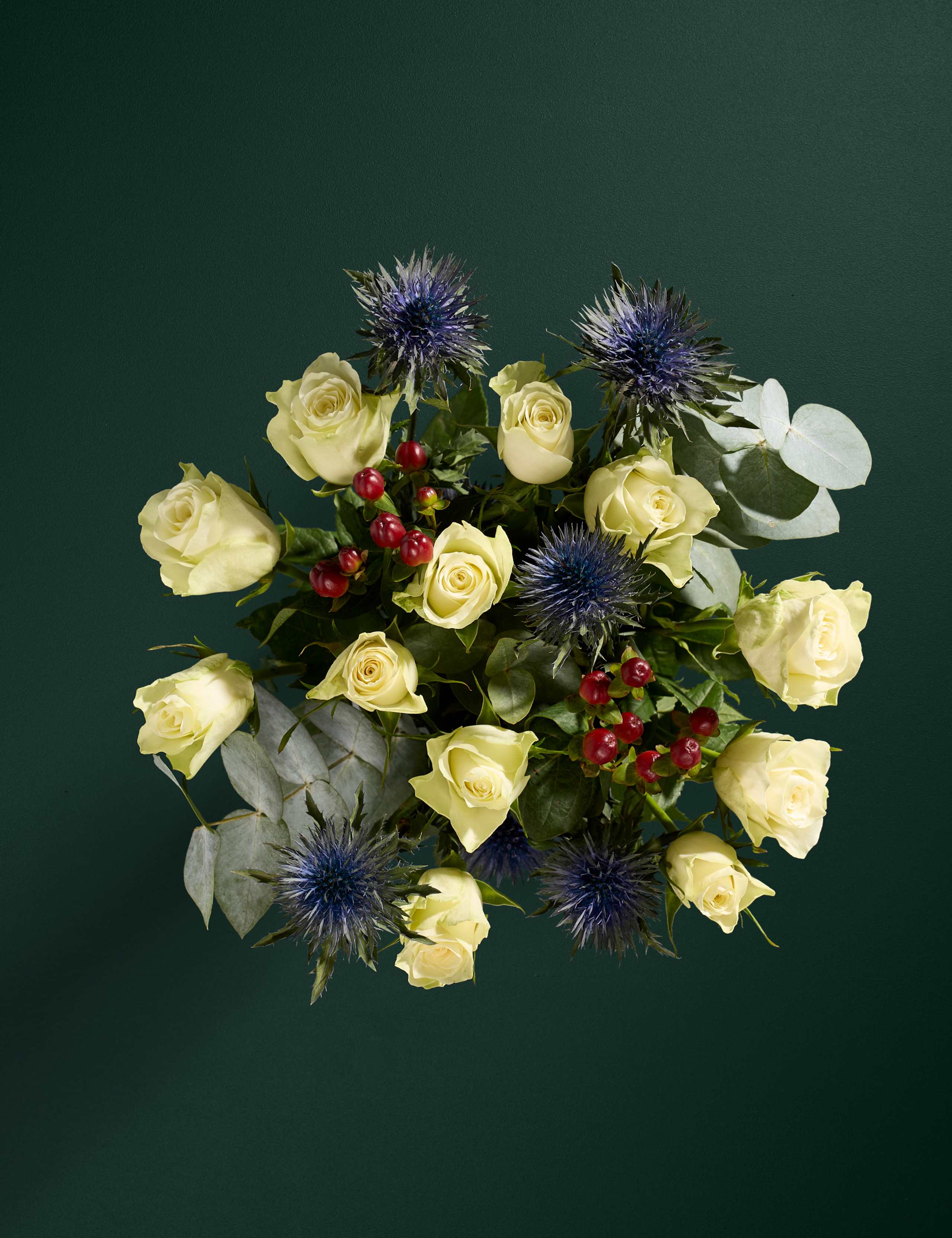 Festive White Rose & Hypericum Bouquet 2 of 7