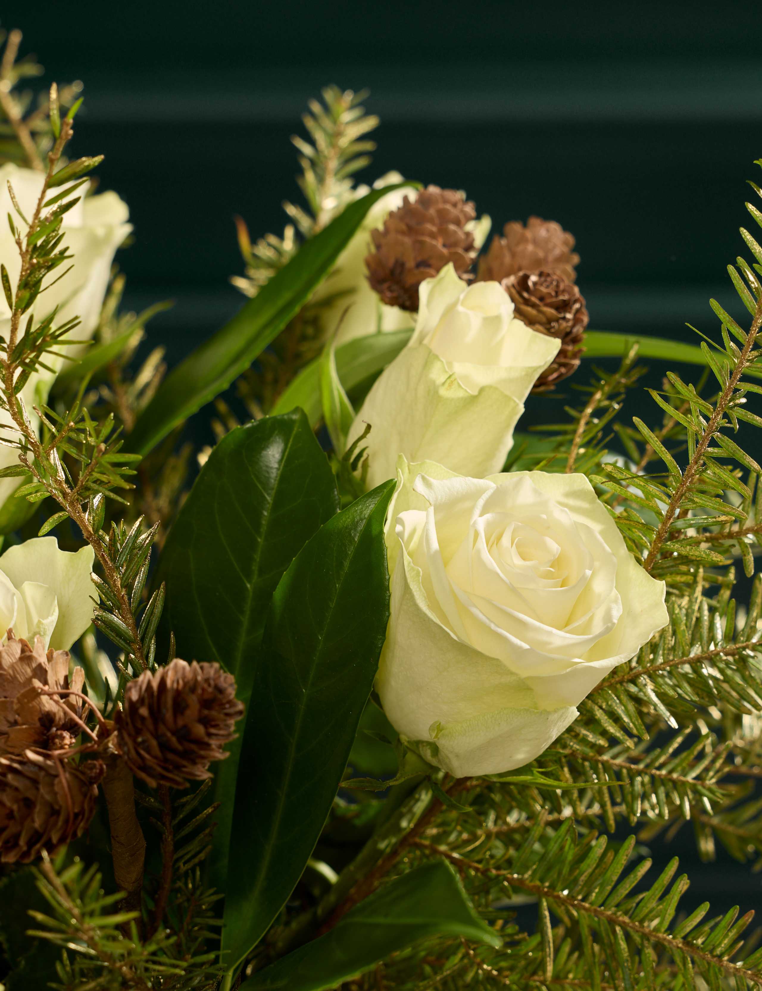 White Rose & Pine Cone Bouquet (Delivery from 26th November) 3 of 5