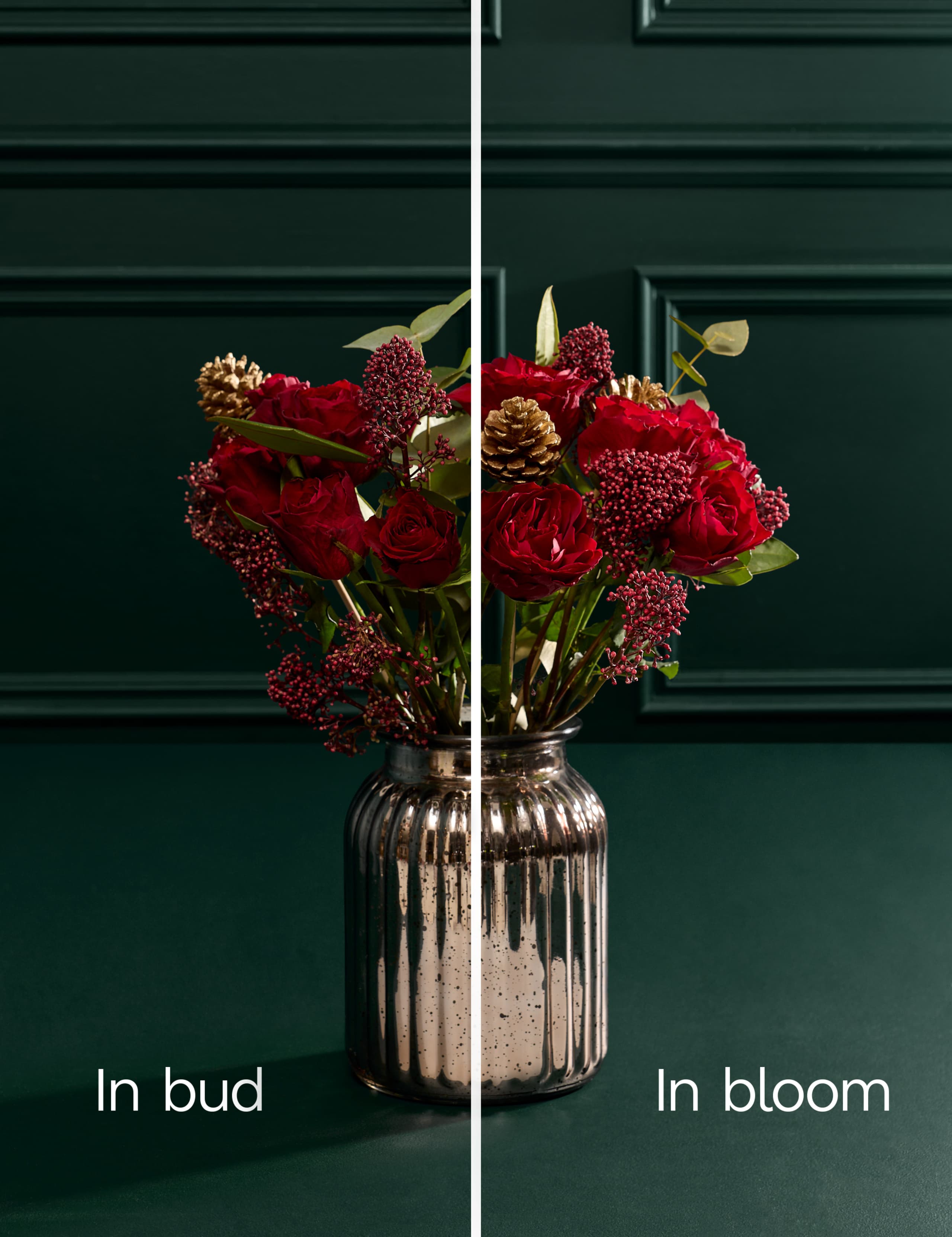 Red Rose & Skimmia in Vase 6 of 6