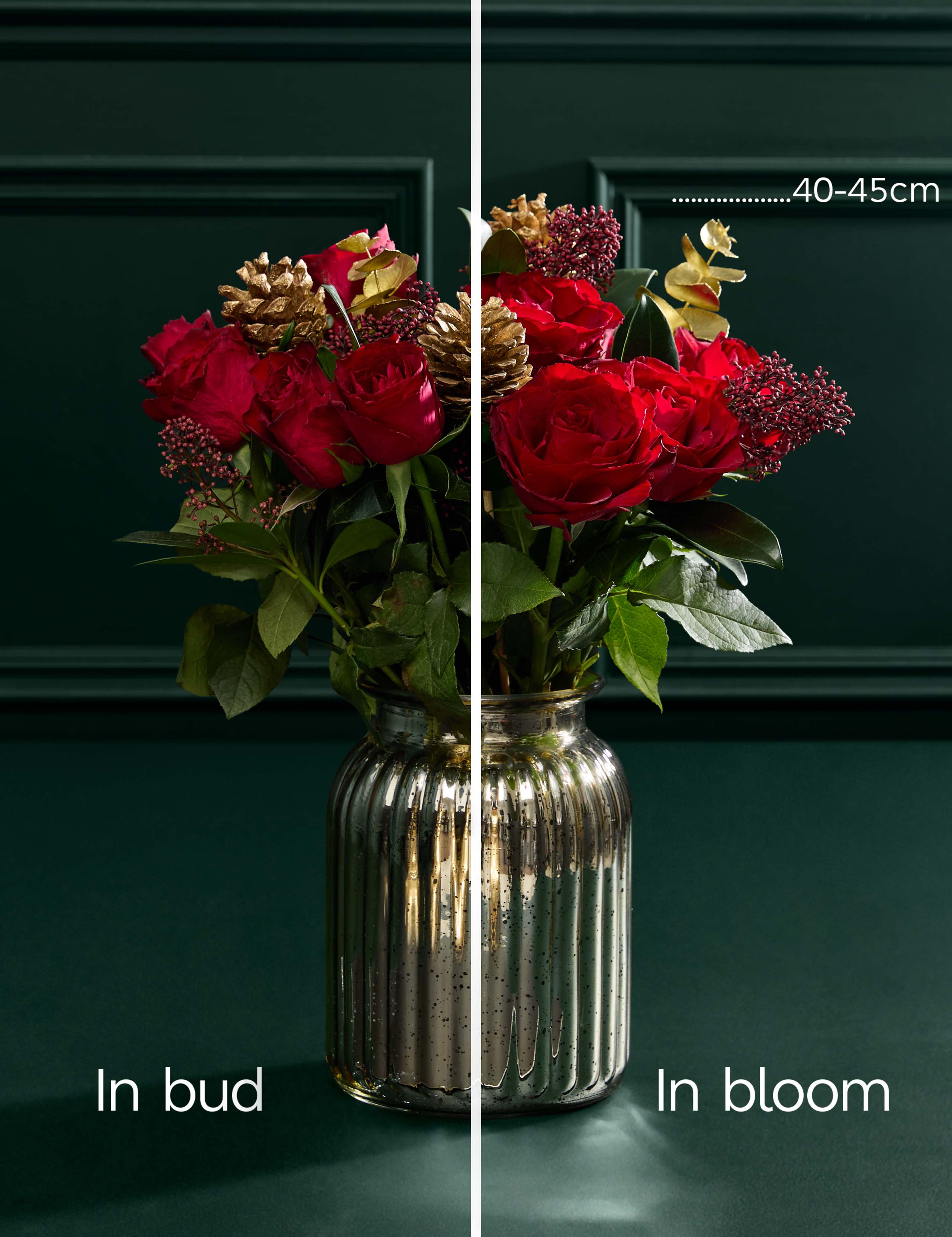 Red Roses & Skimmia Bouquet in Vase 6 of 8
