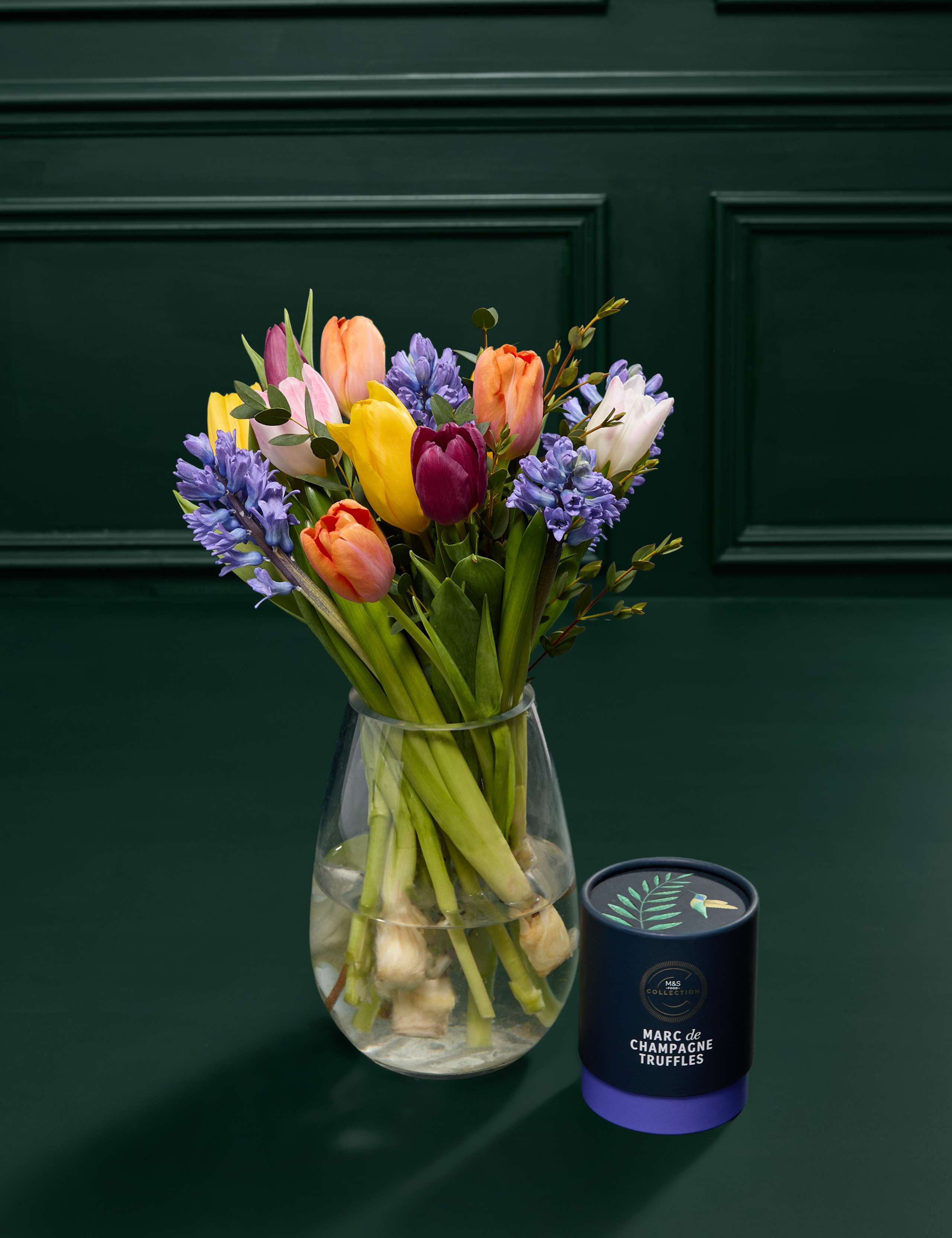 Hyacinth & Tulip Bouquet with Marc De Champagne Truffles 1 of 8