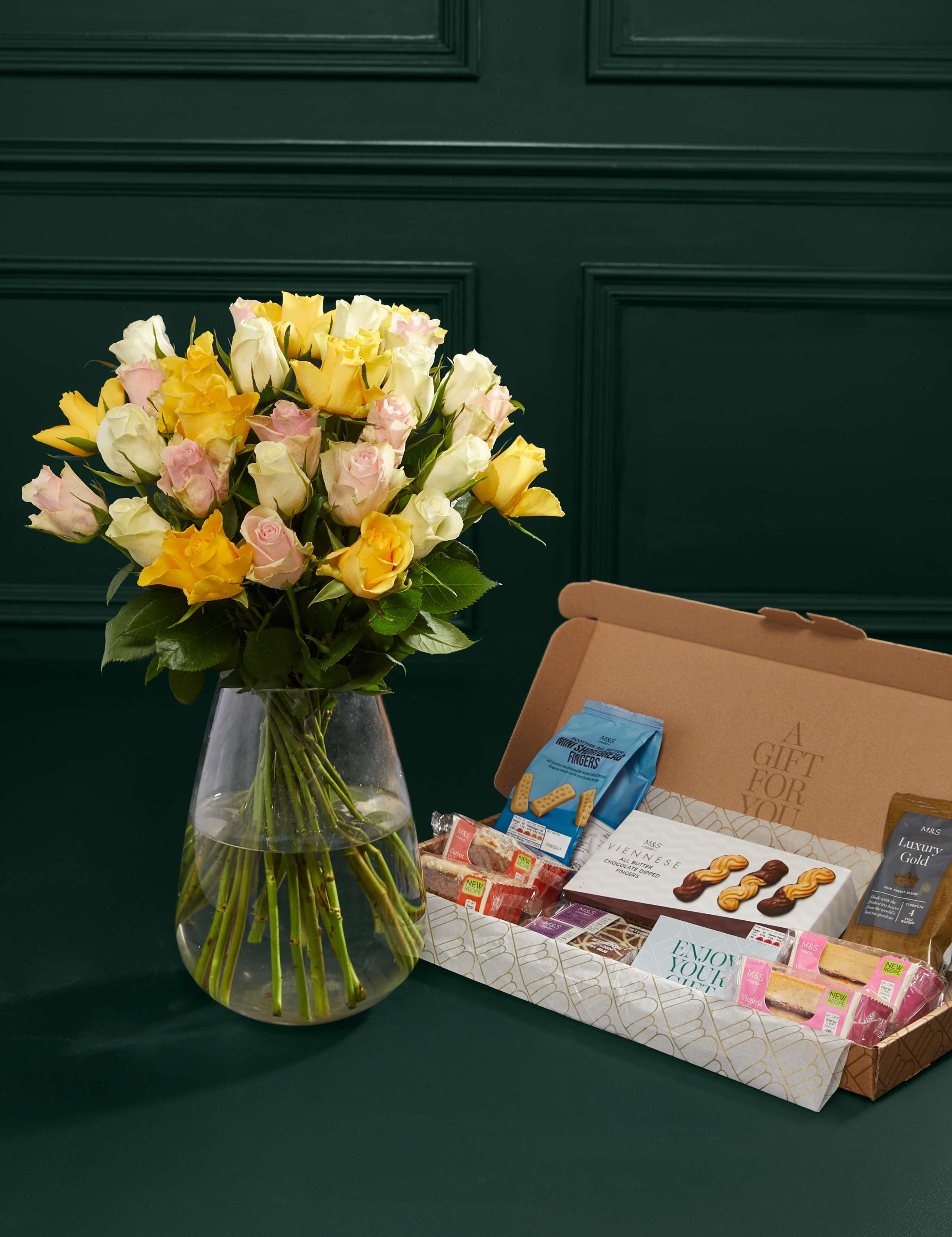 Yellow Rose Bouquet with Afternoon Tea 1 of 6