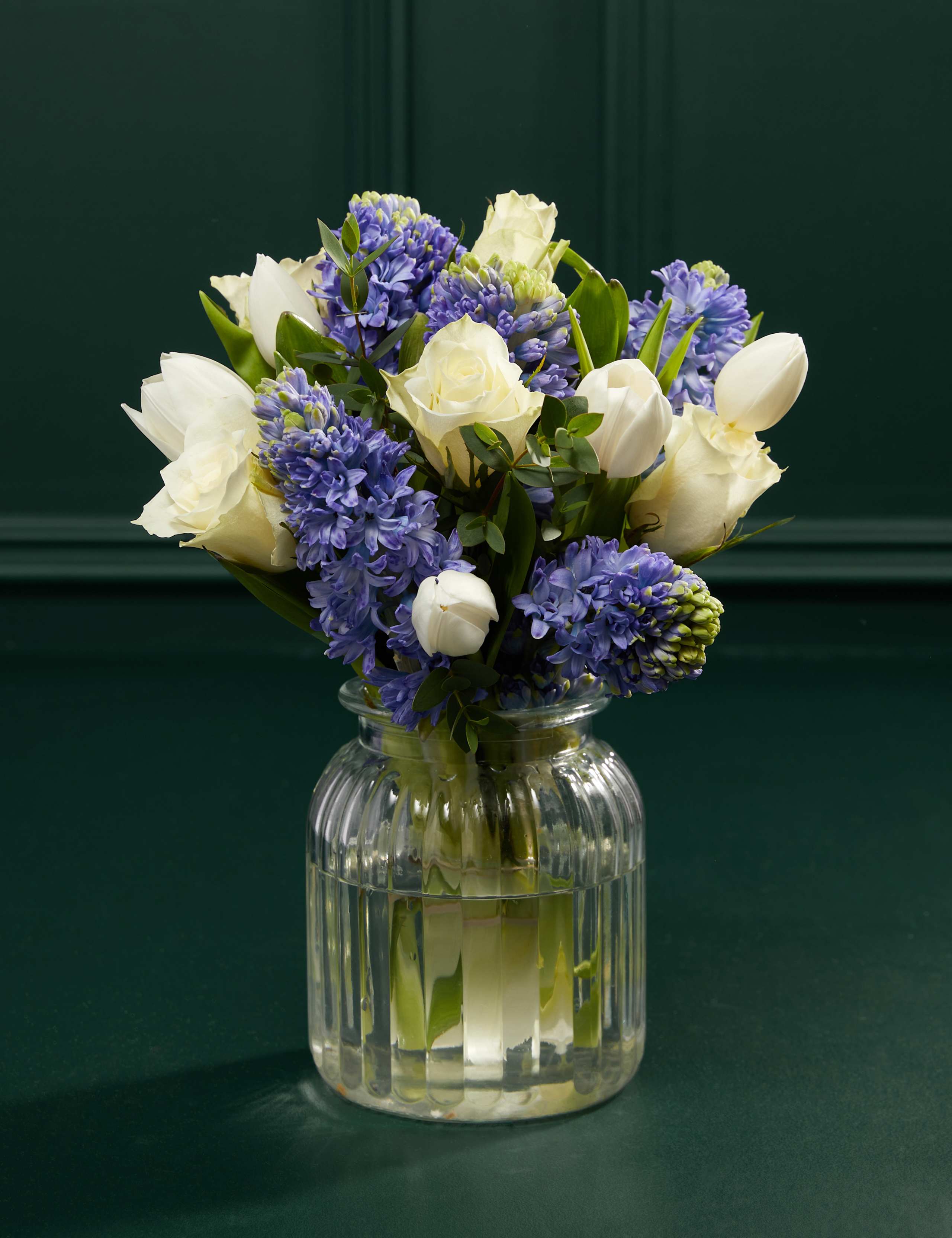 Rose, Tulip & Blue Hyacinth with Vase 1 of 7