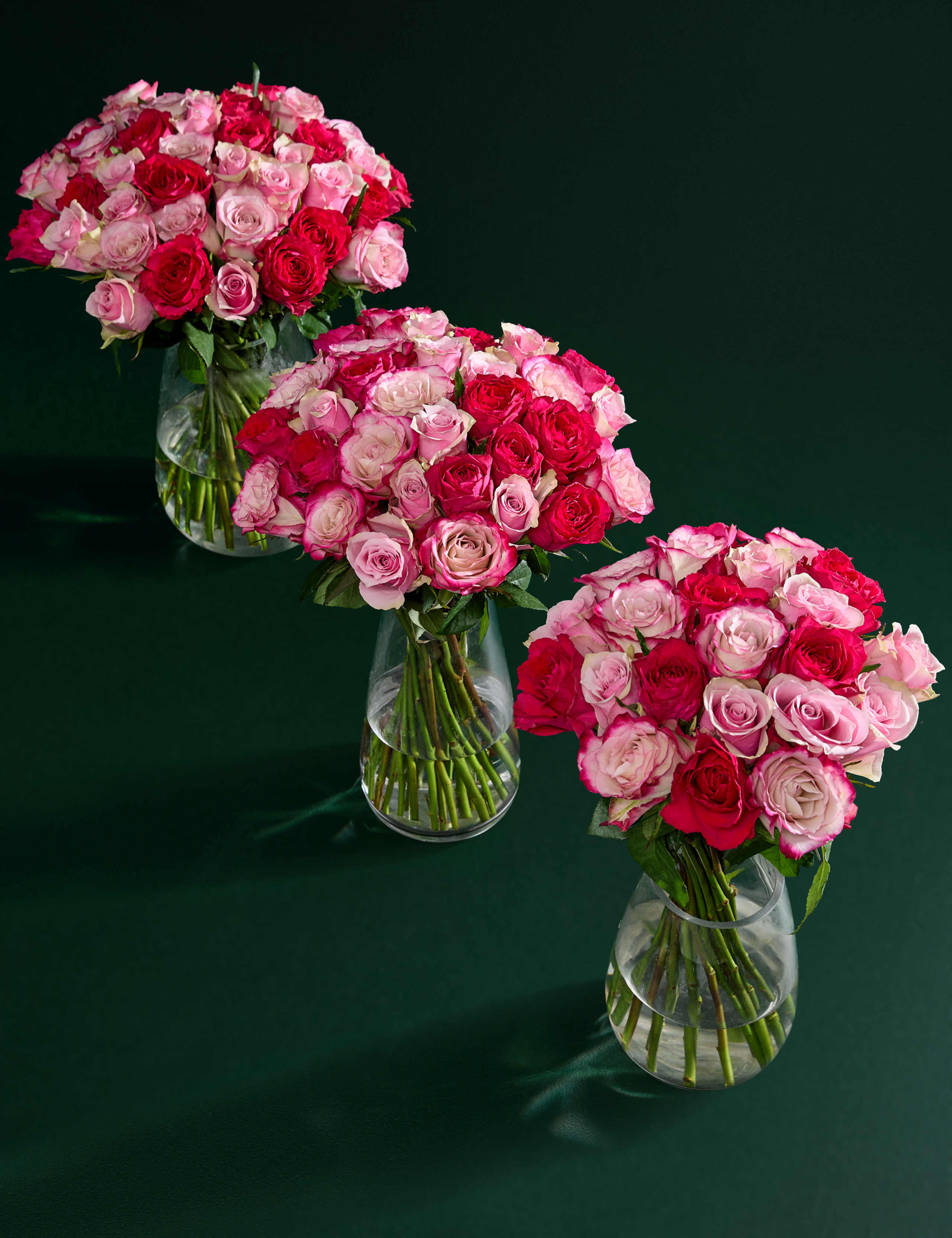 Medium Vibrant Pink Mixed Rose Bouquet 2 of 7