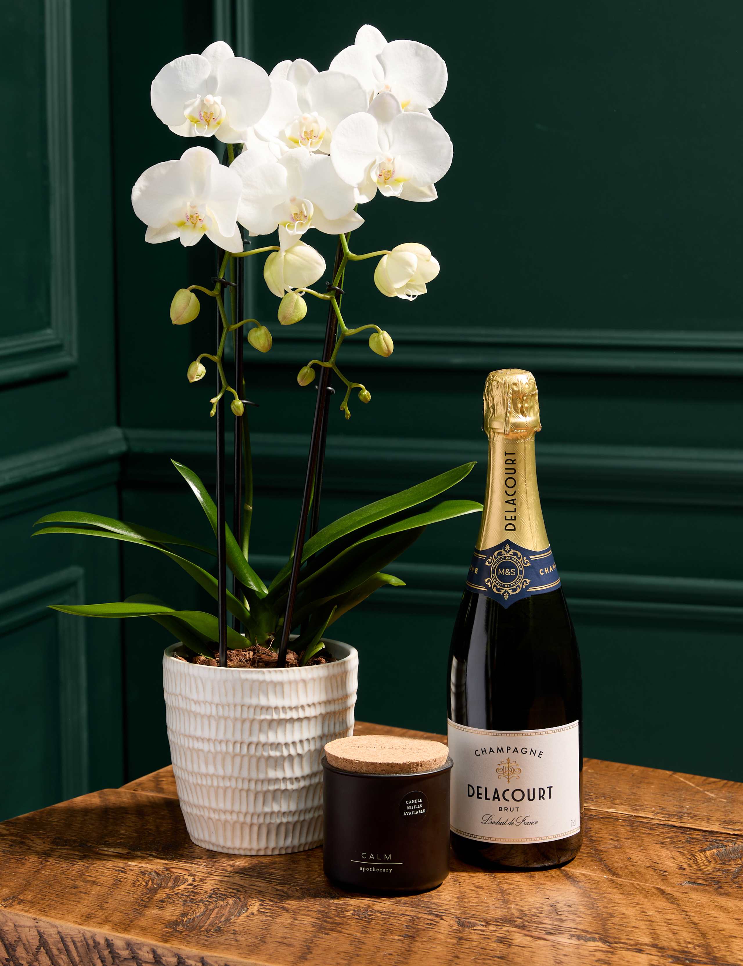Cascaded Orchid with Champagne & Scented Candle 1 of 5