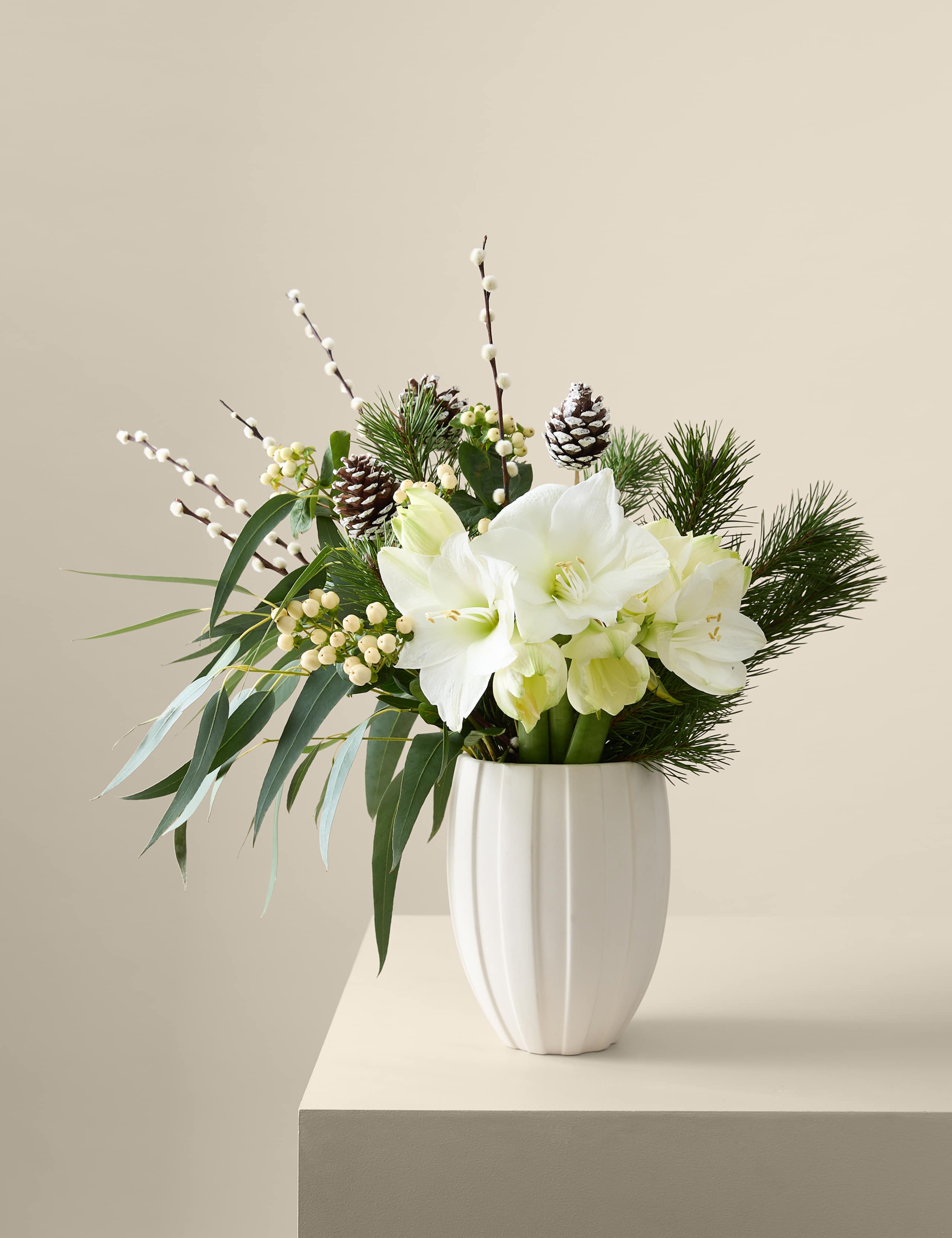 Festive White Amaryllis Bouquet 5 of 8