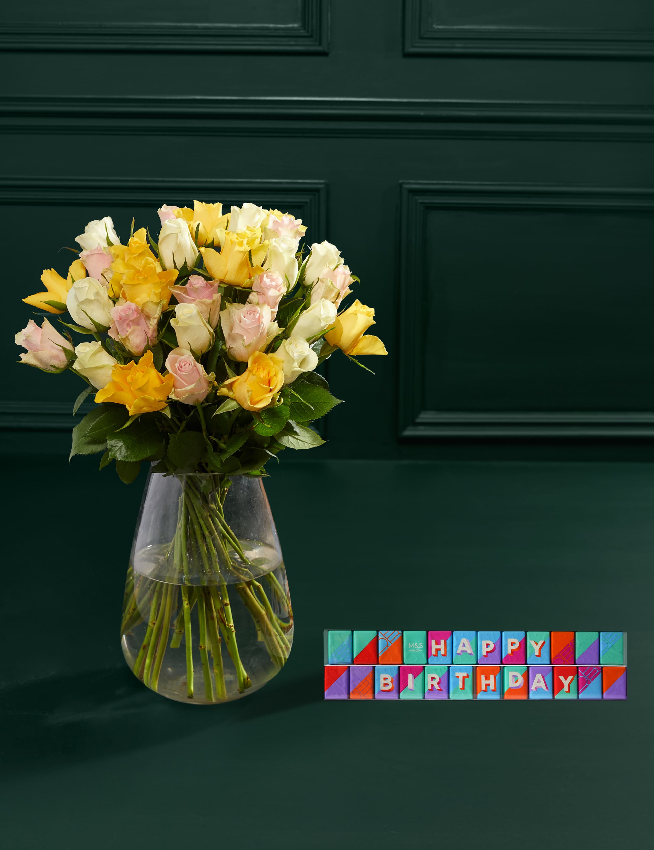 Yellow Rose Abundance Bouquet with Happy Birthday Chocolates 1 of 6