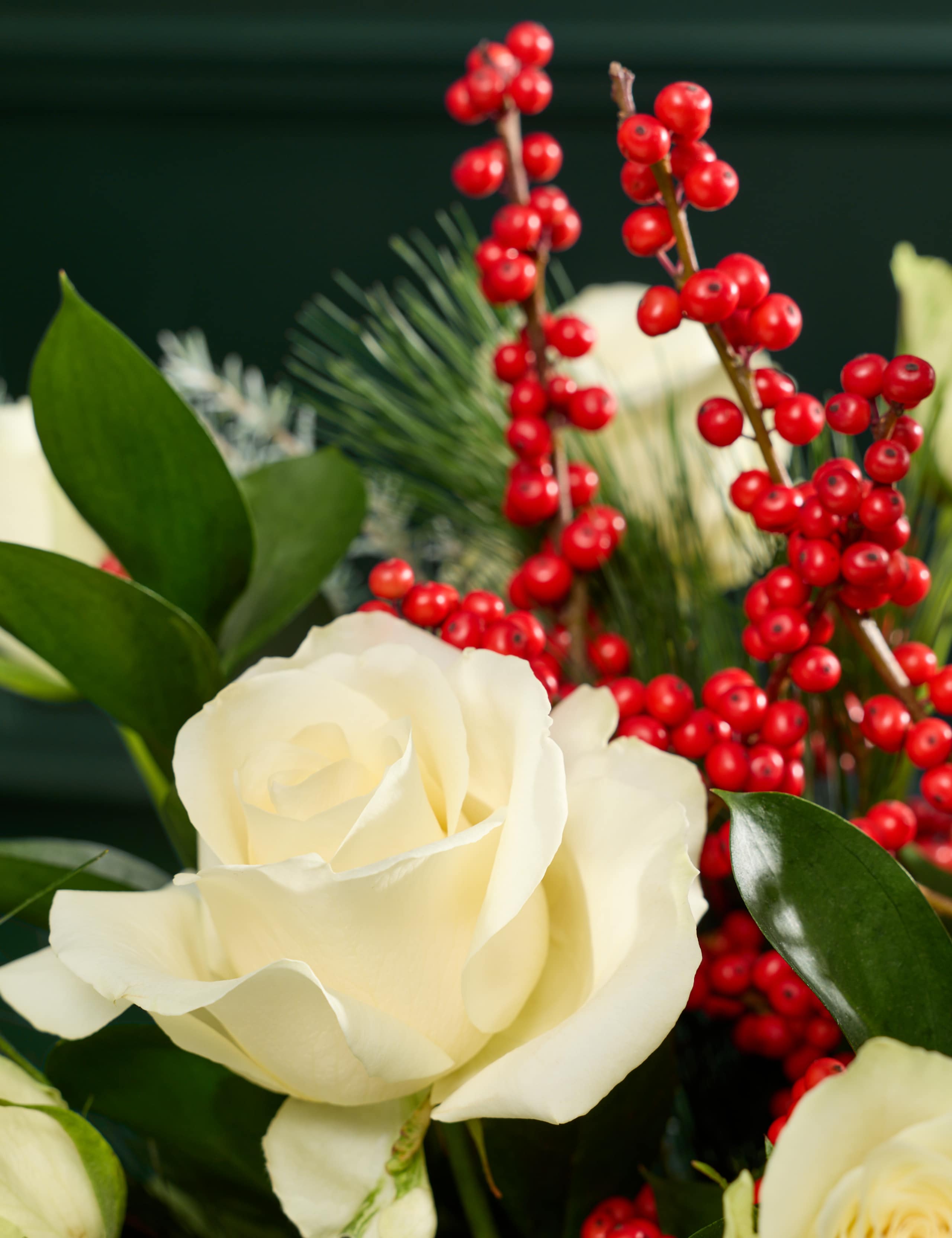 Avalanche Roses, Blue Prince & Ilex Bouquet 3 of 8