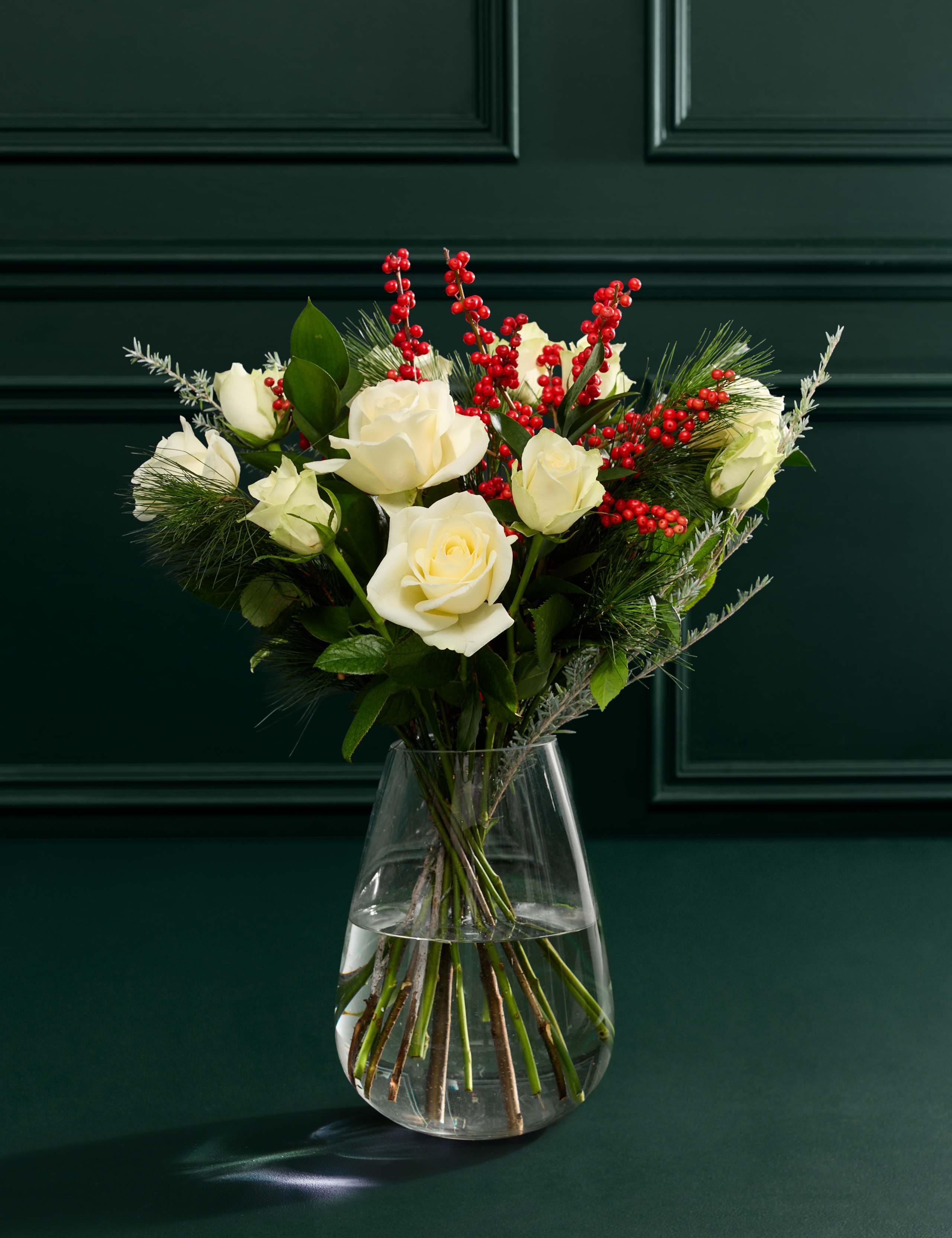 Avalanche Roses, Blue Prince & Ilex Bouquet 6 of 8
