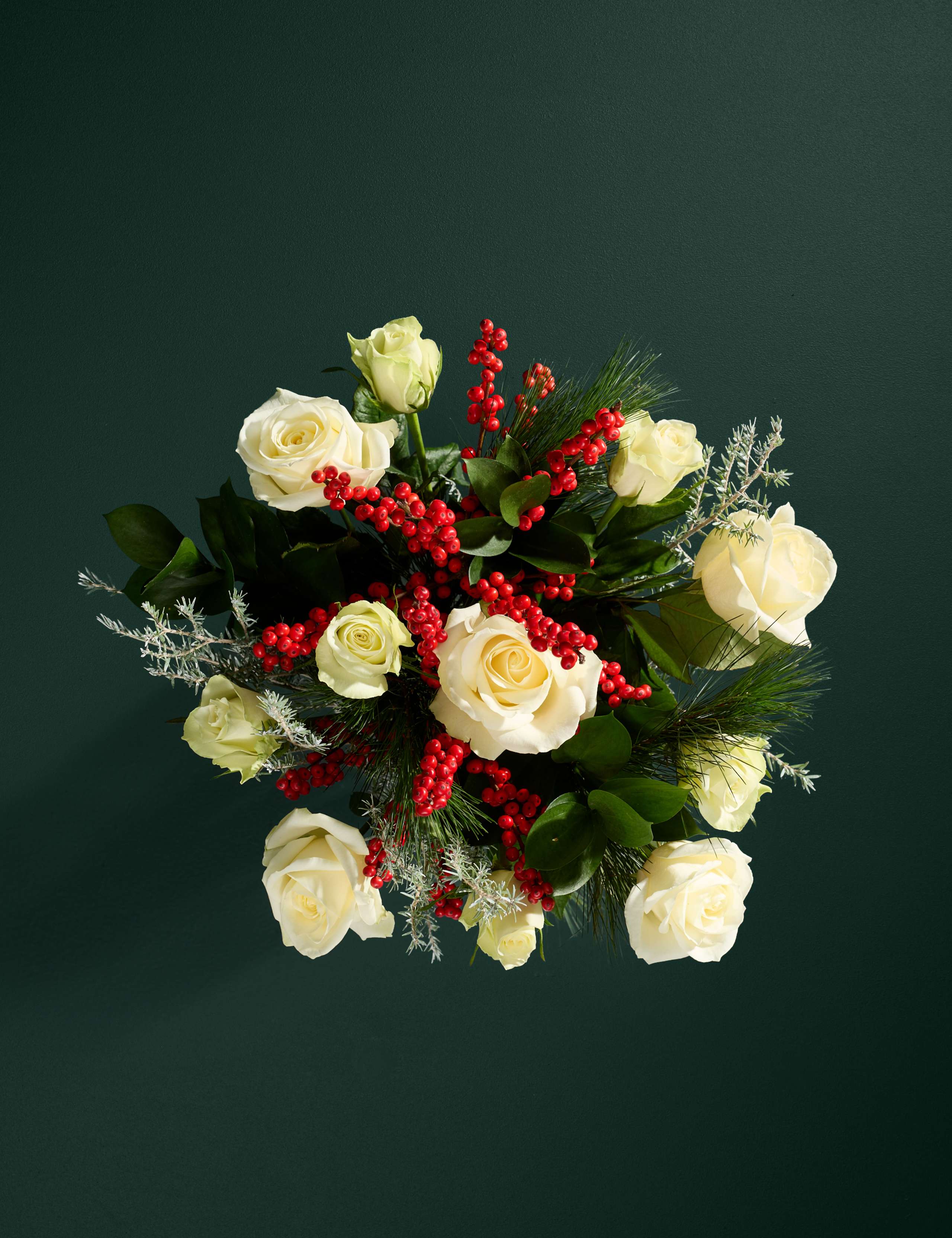 Avalanche Roses, Blue Prince & Ilex Bouquet 2 of 8