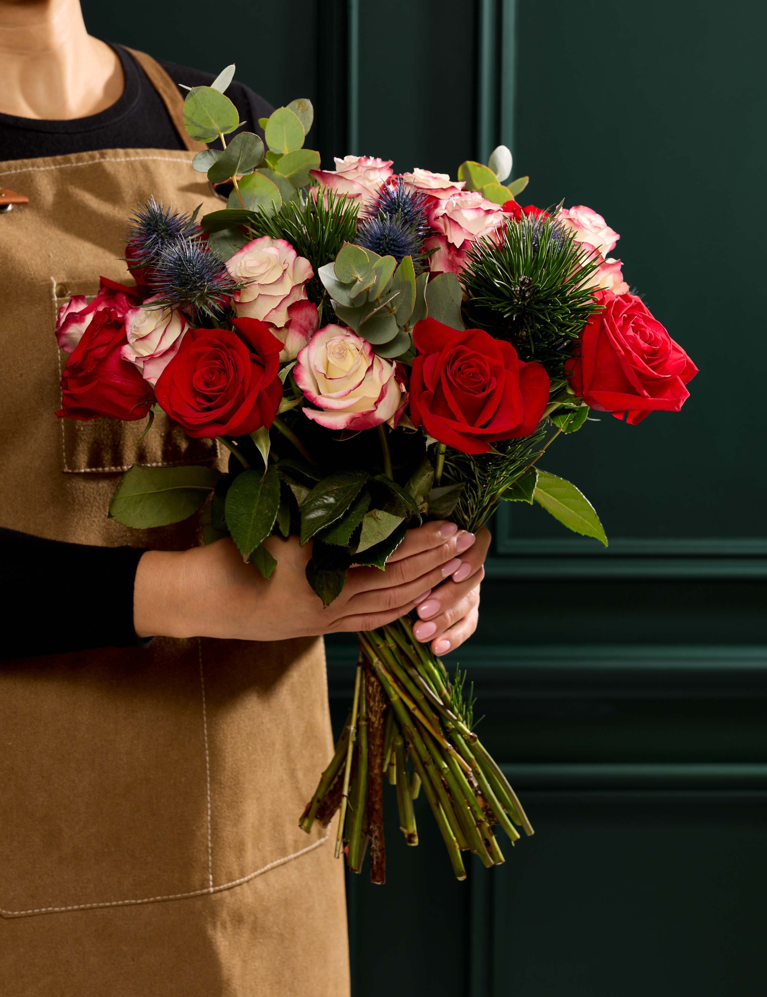 Sweet Rose & Eryngium Bouquet 1 of 5