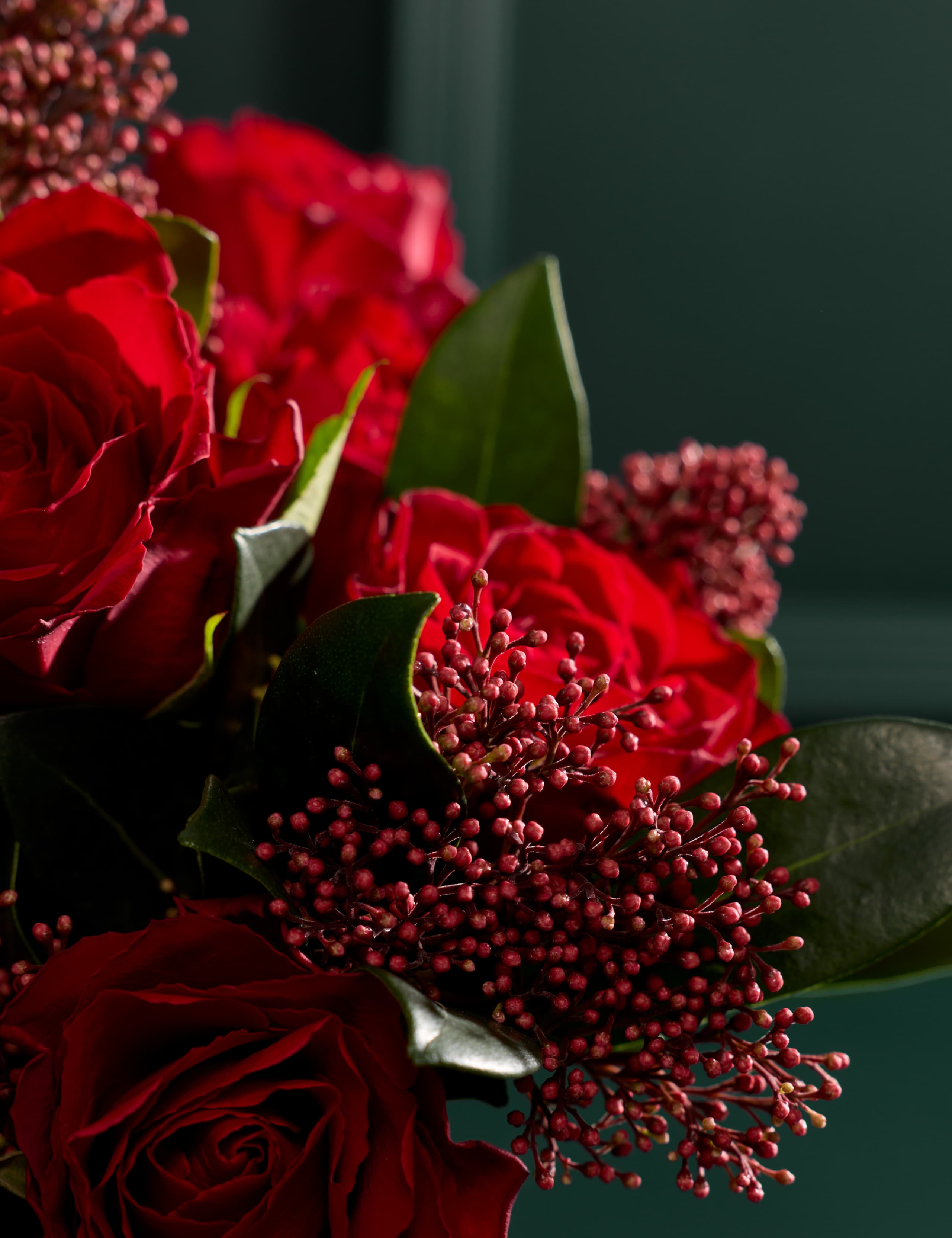 Rose & Skimmia Posy with Pistachio Gnomes 3 of 6